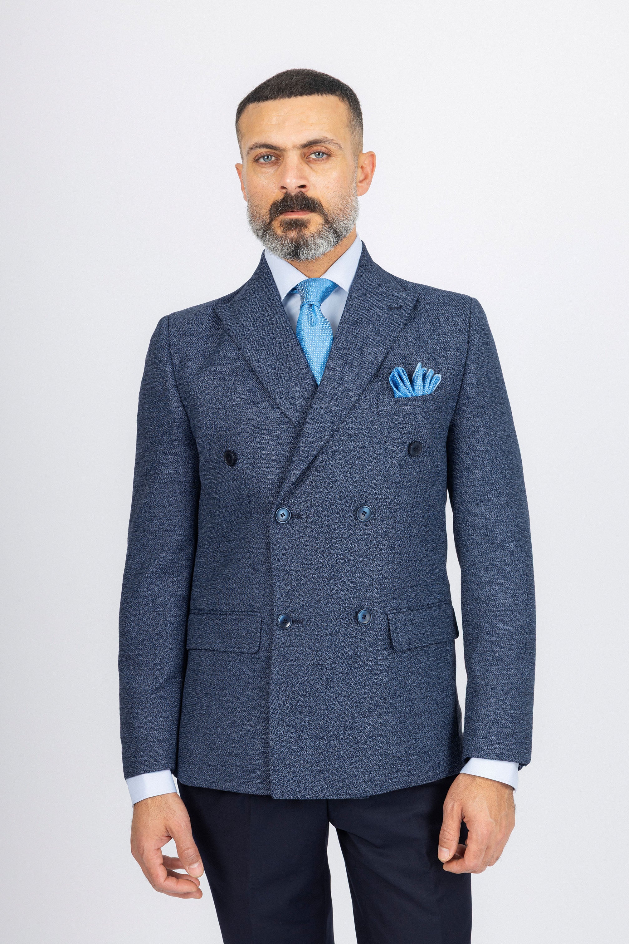 Navy Textured Formal Suit