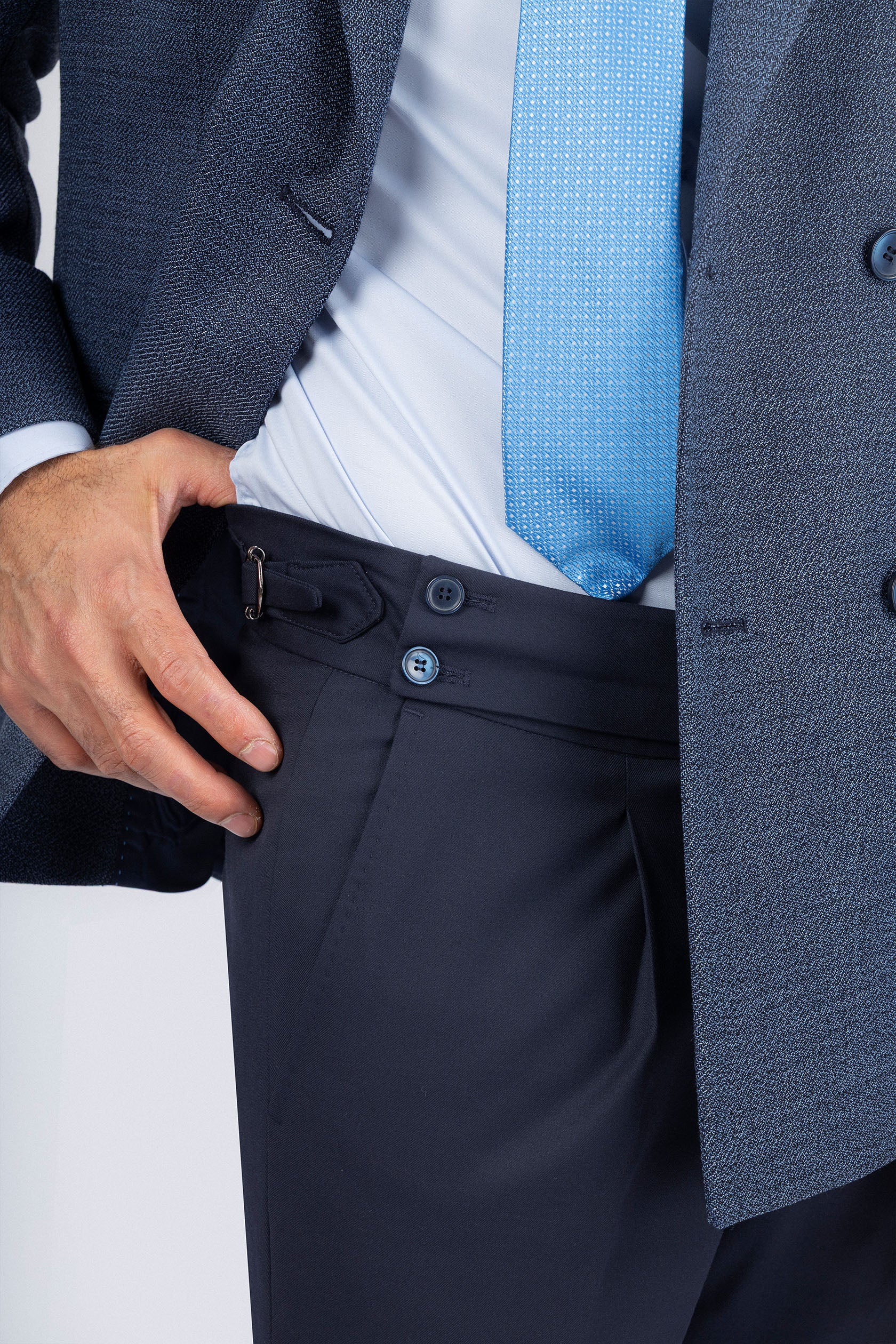 Navy Textured Formal Suit