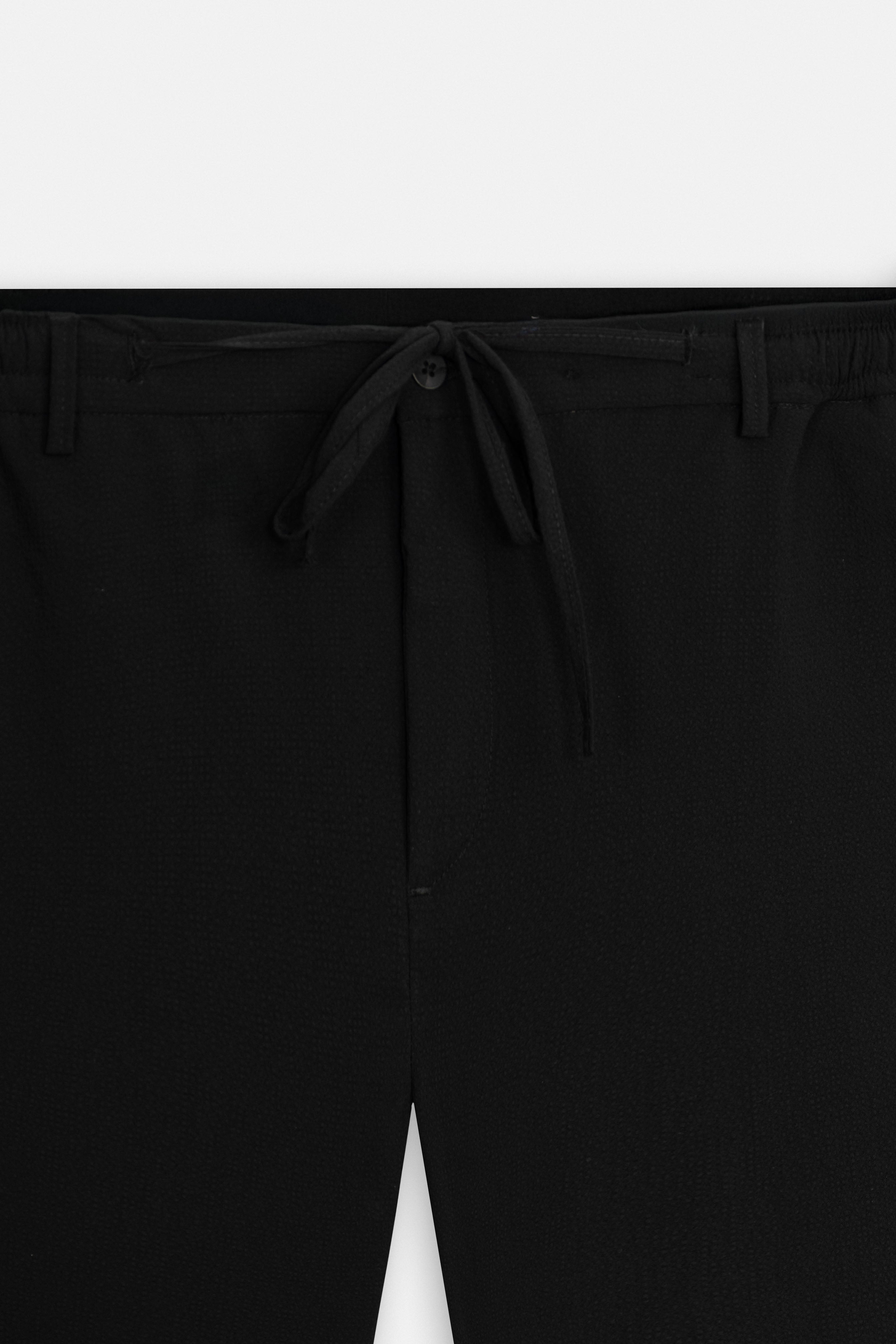 Laced-Up Black Casual pants