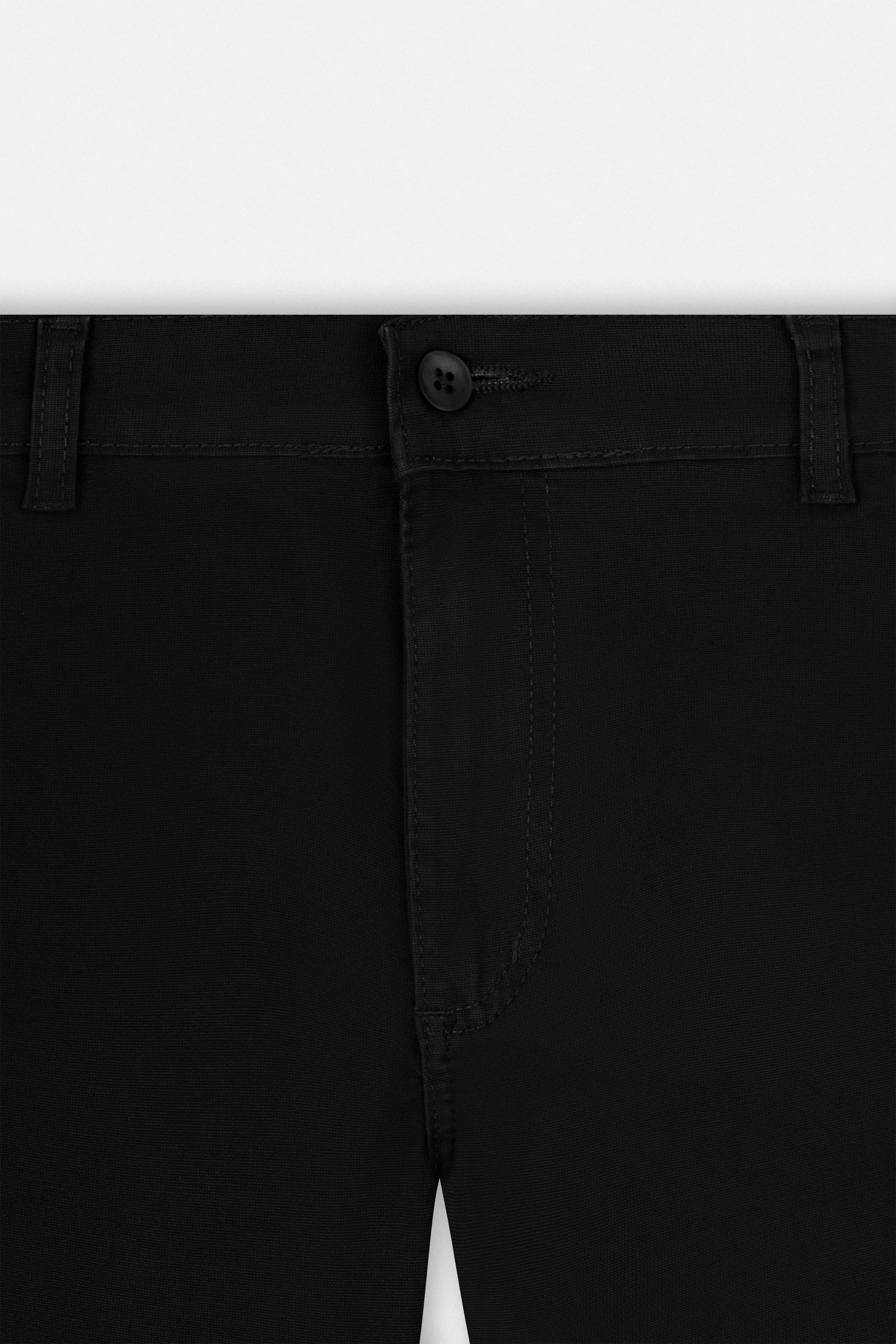 Patterned Black Gabardine Short
