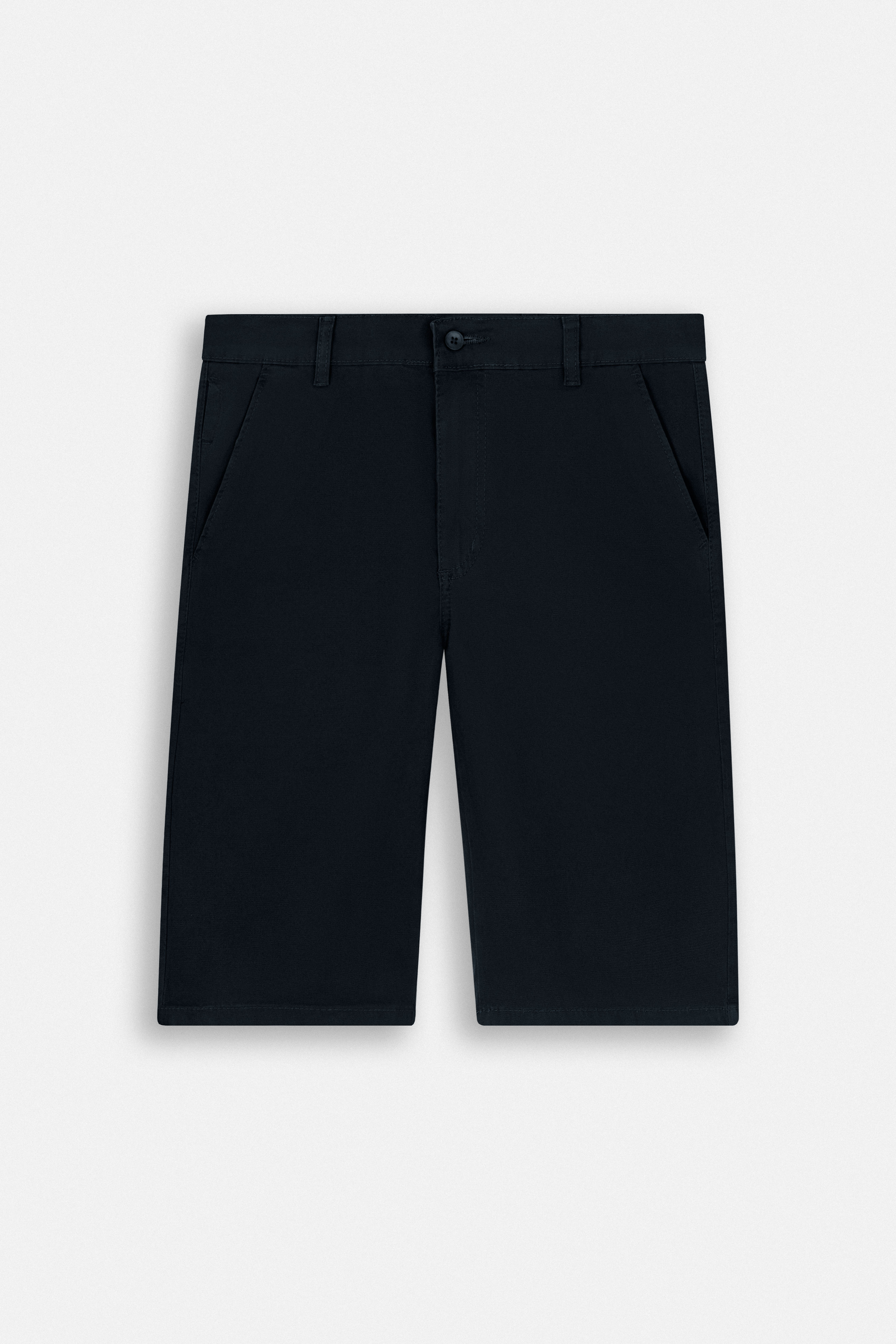 Patterned Navy Gabardine Short