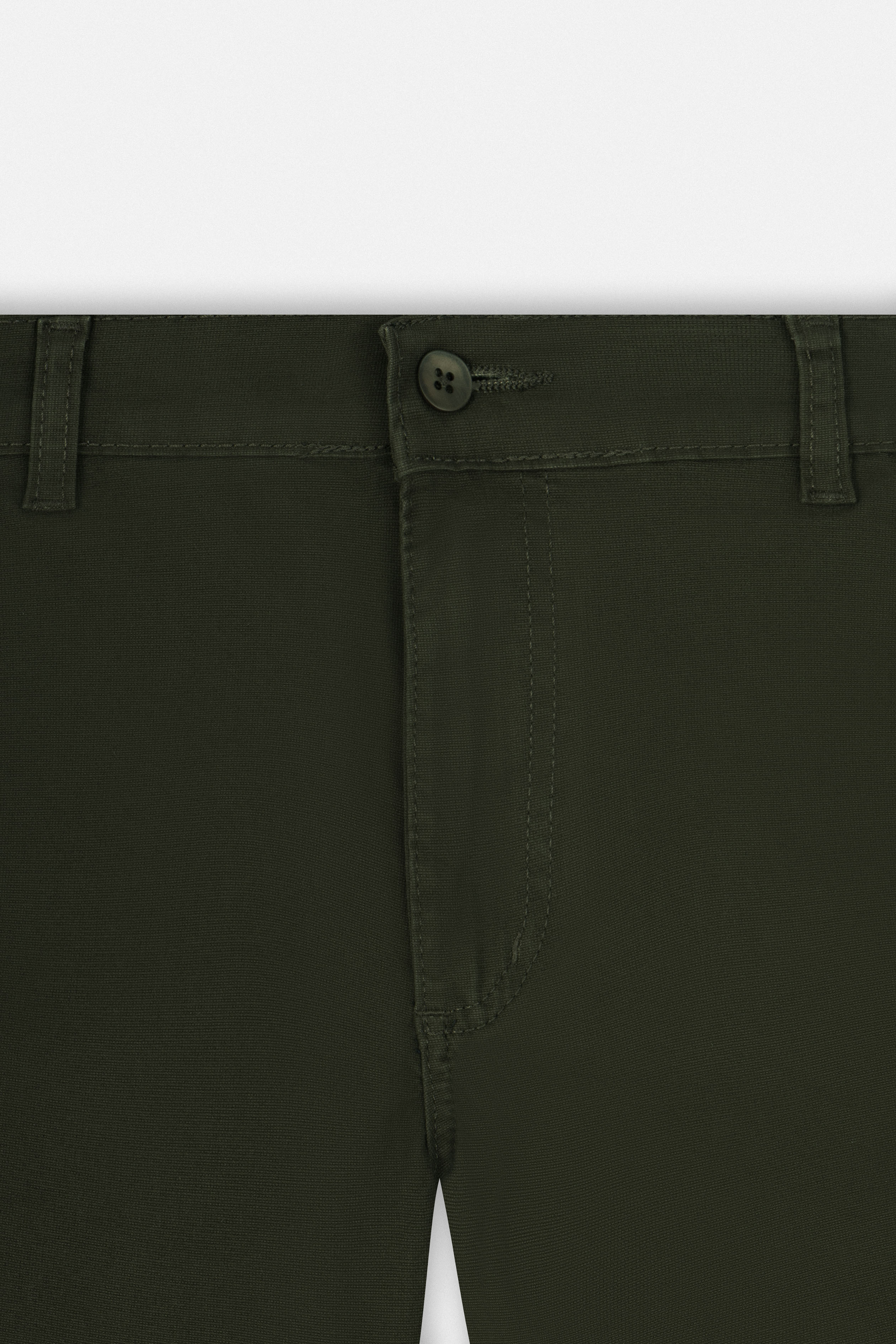 Patterned Dark Green Gabardine Short
