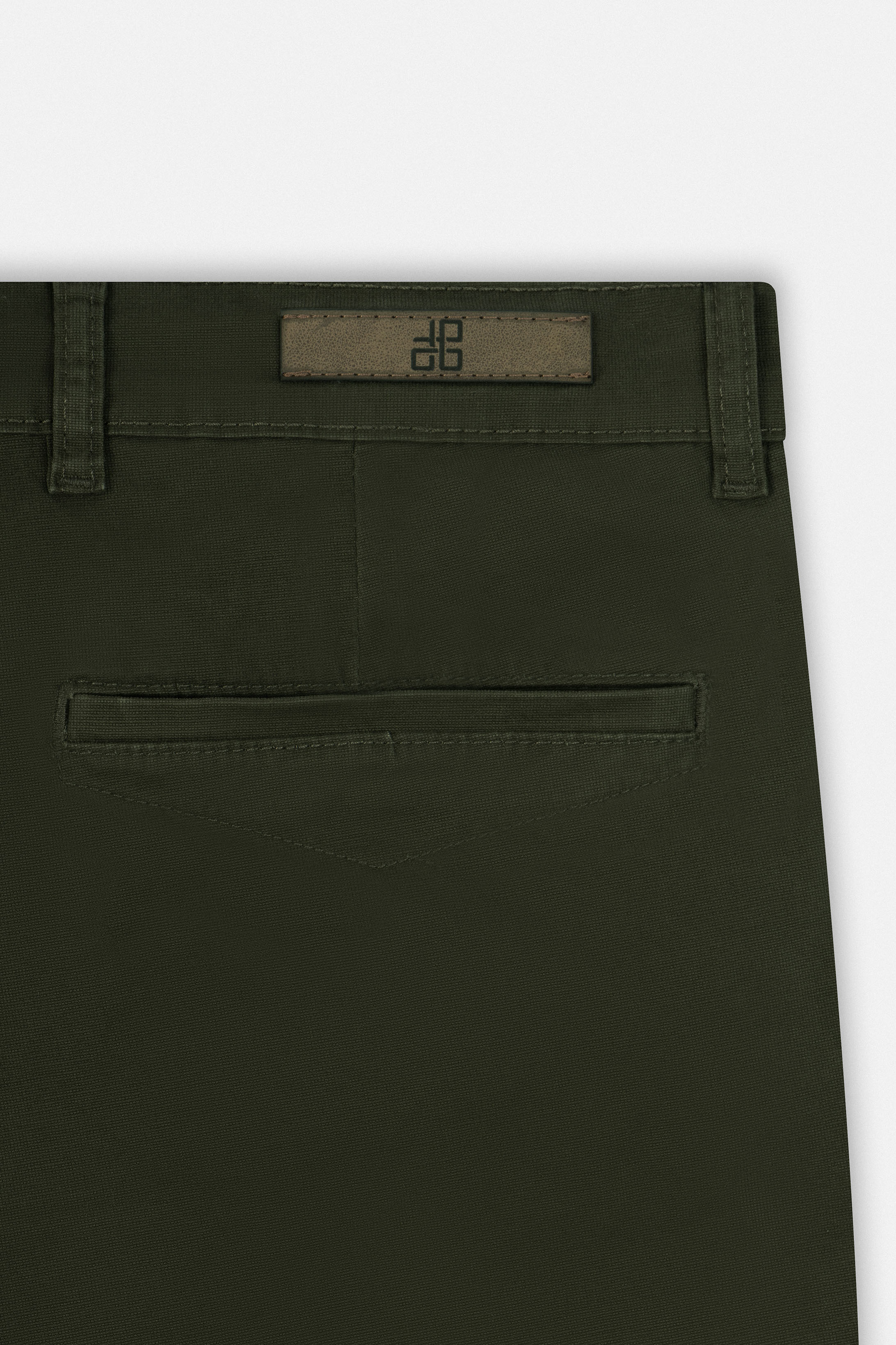 Patterned Dark Green Gabardine Short