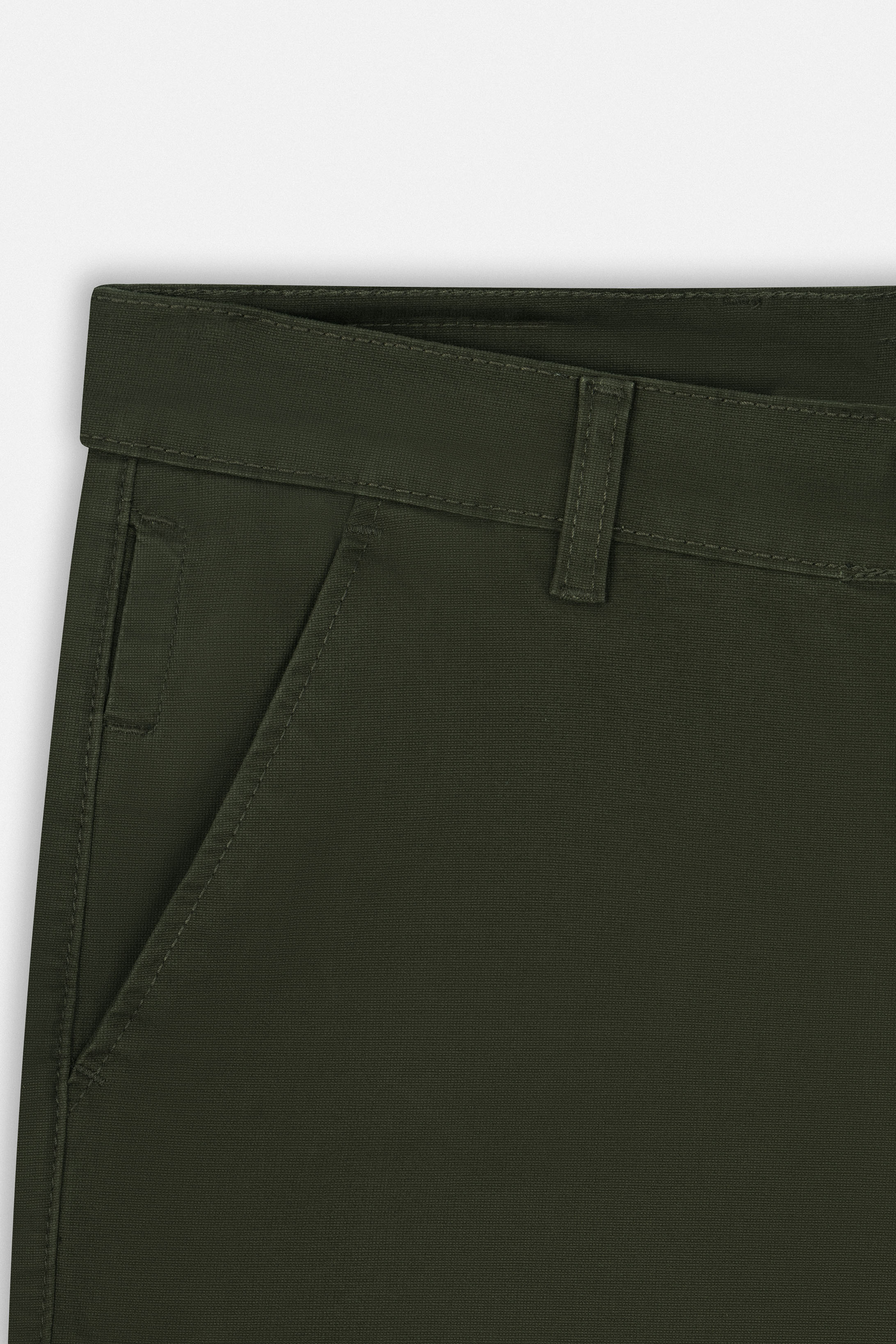 Patterned Dark Green Gabardine Short