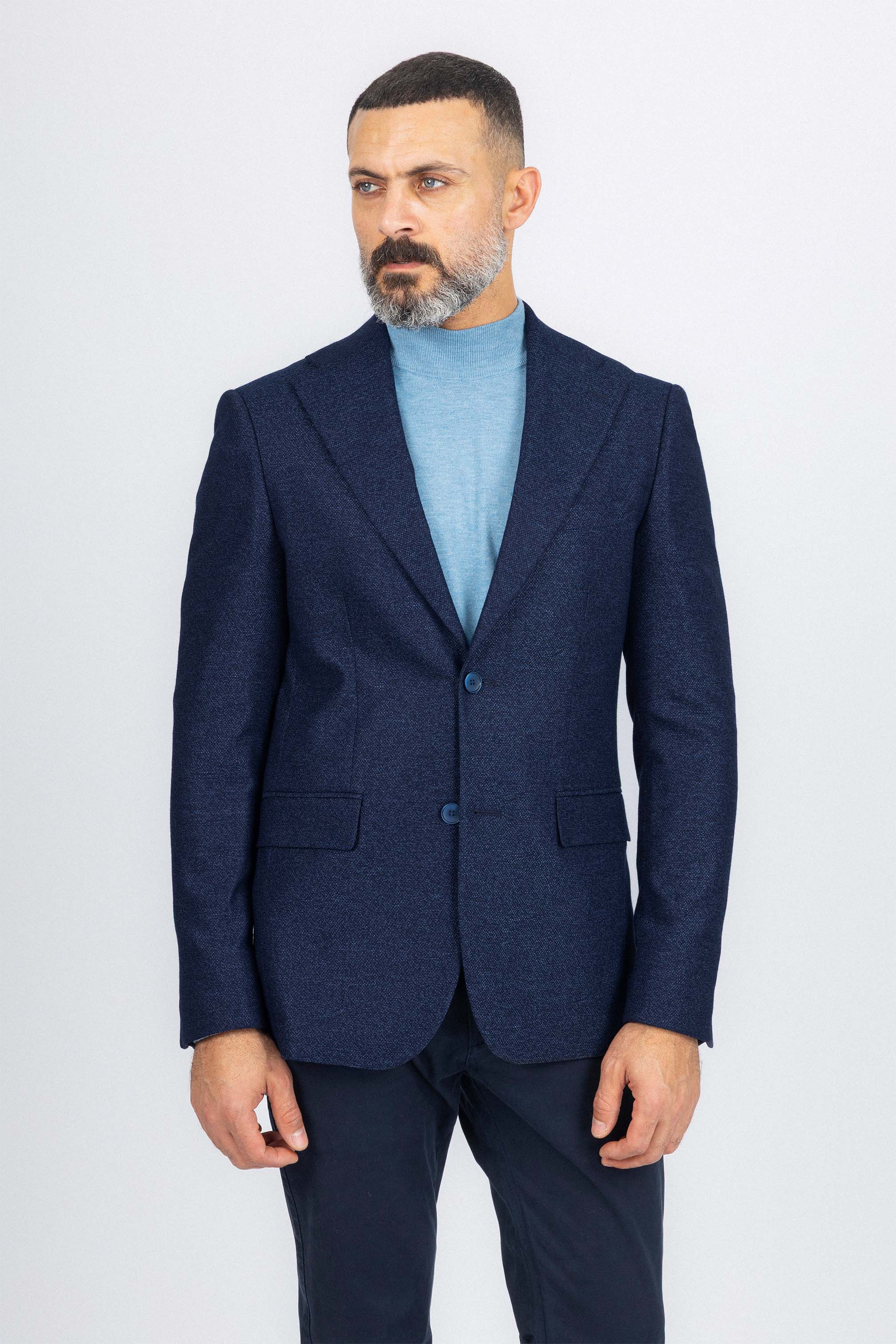 Navy Textured Classic Blazer