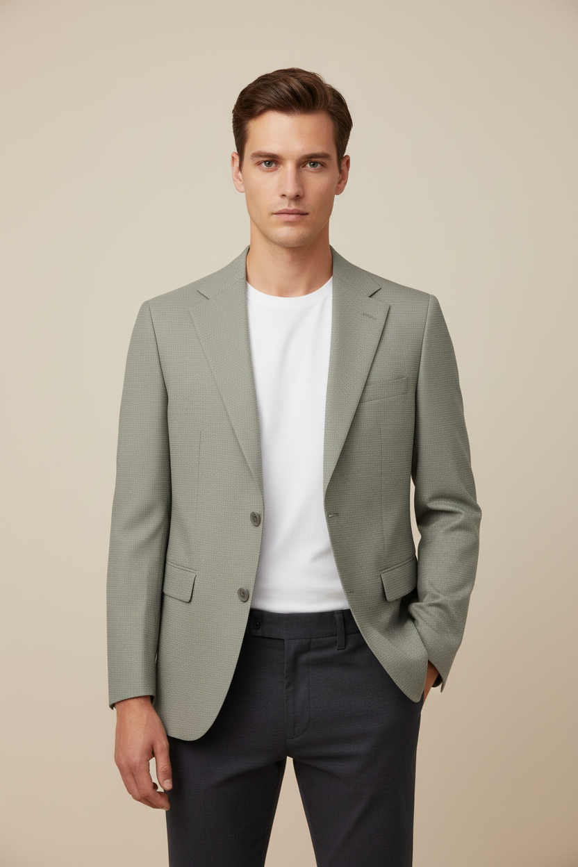 Beige Checked Classic Blazer