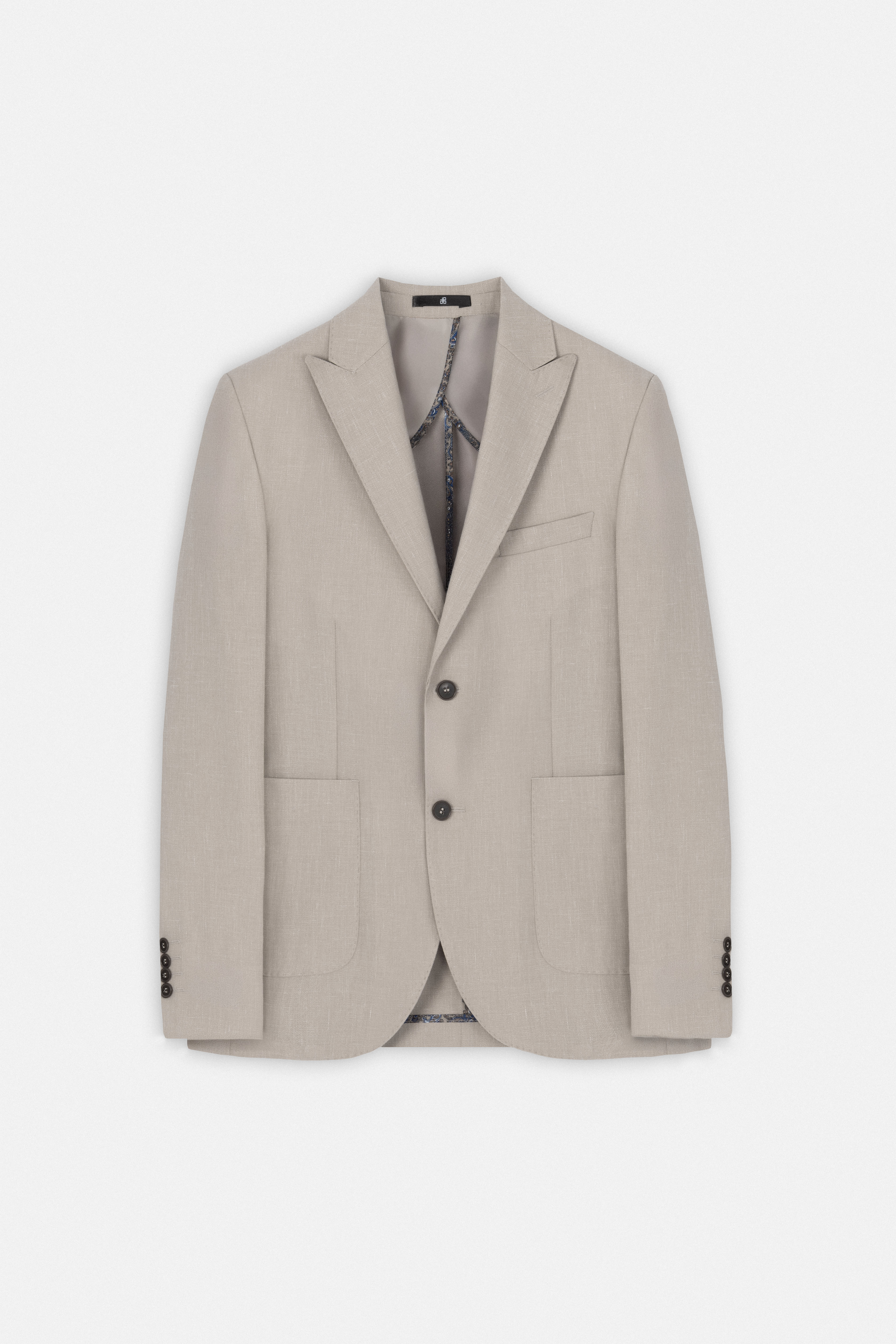 بليزر كاجوال من مزيج الكتان بلون البيج الداكن