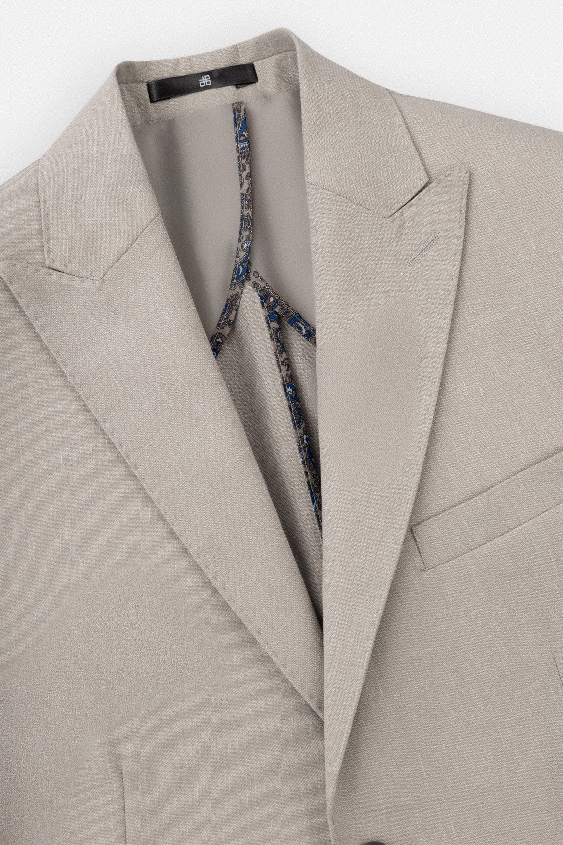 بليزر كاجوال من مزيج الكتان بلون البيج الداكن