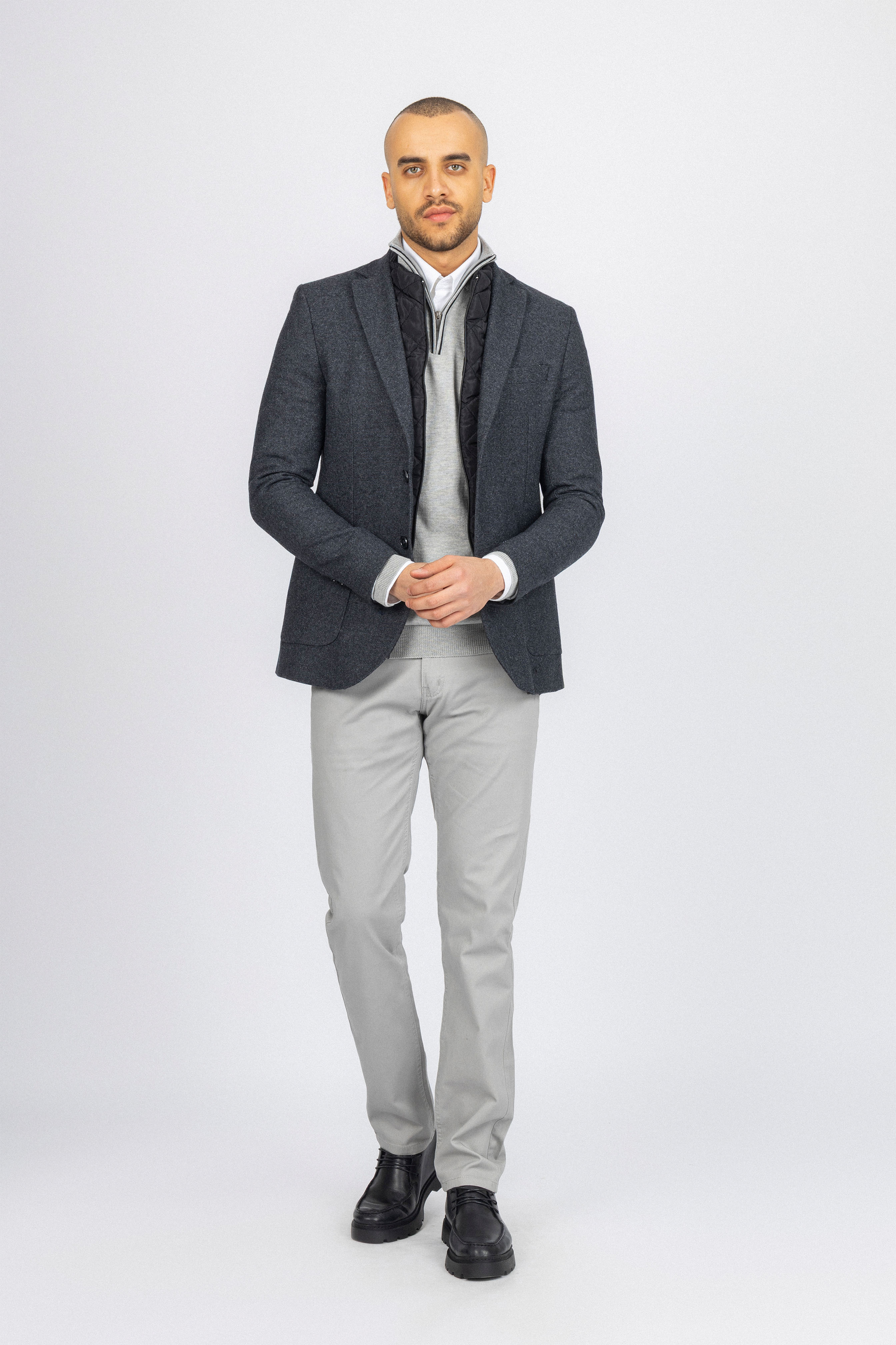 Dark Gray Blazer with removable padded Vest