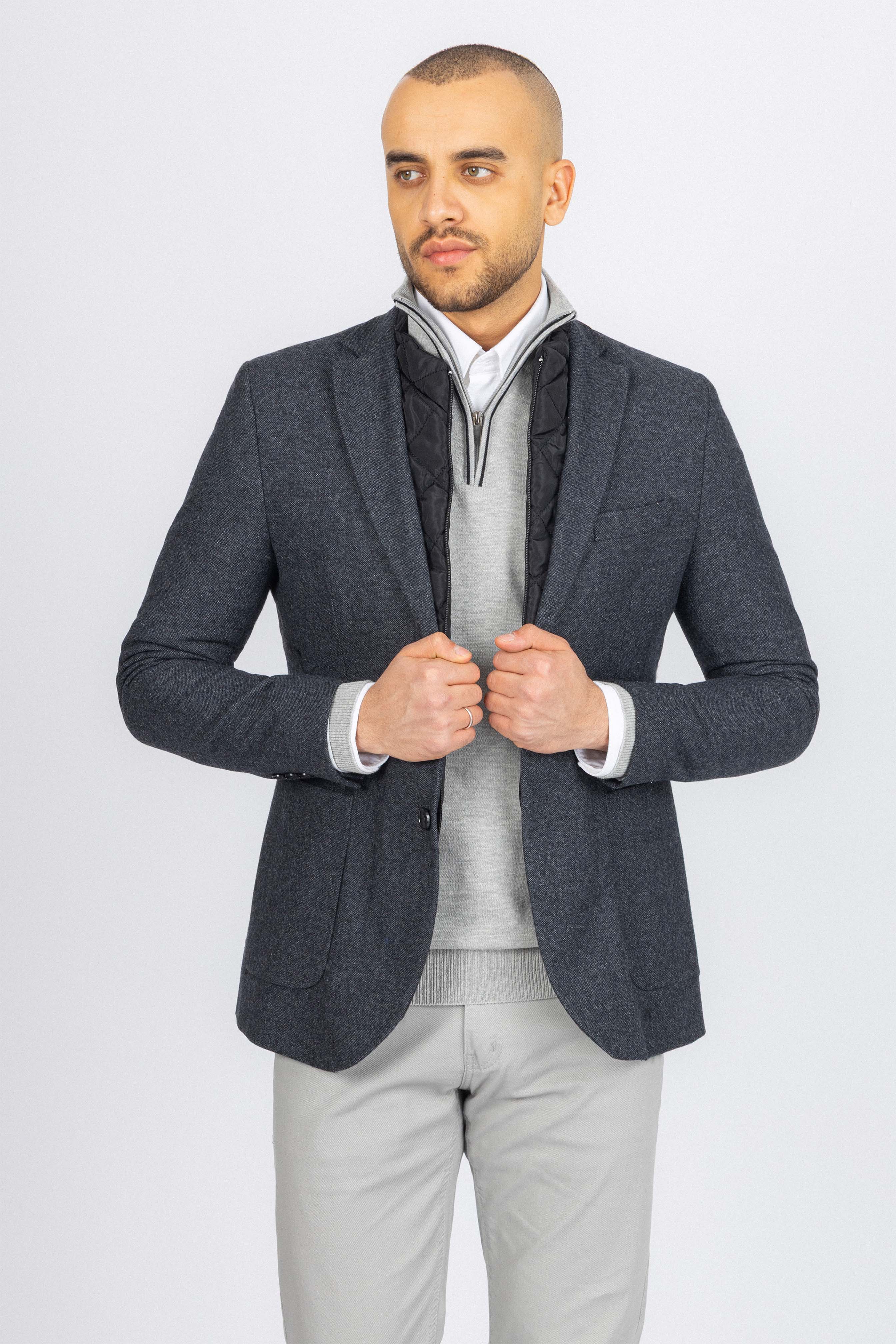 Dark Gray Blazer with removable padded Vest