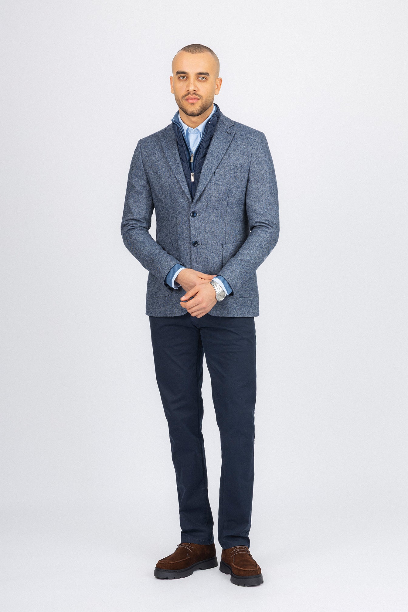 Blue Blazer with removable padded Vest