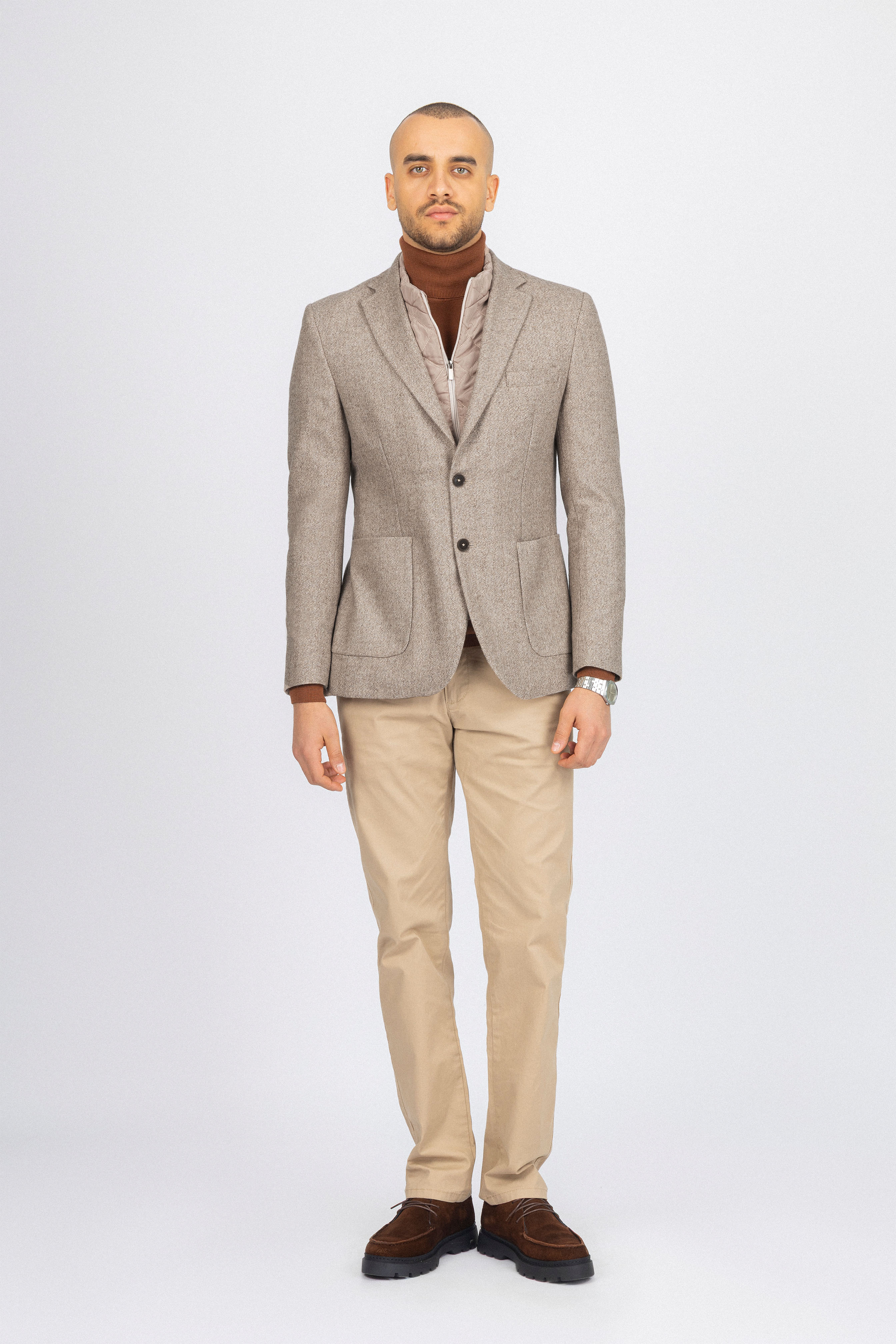 Light Brown Blazer with removable padded Vest