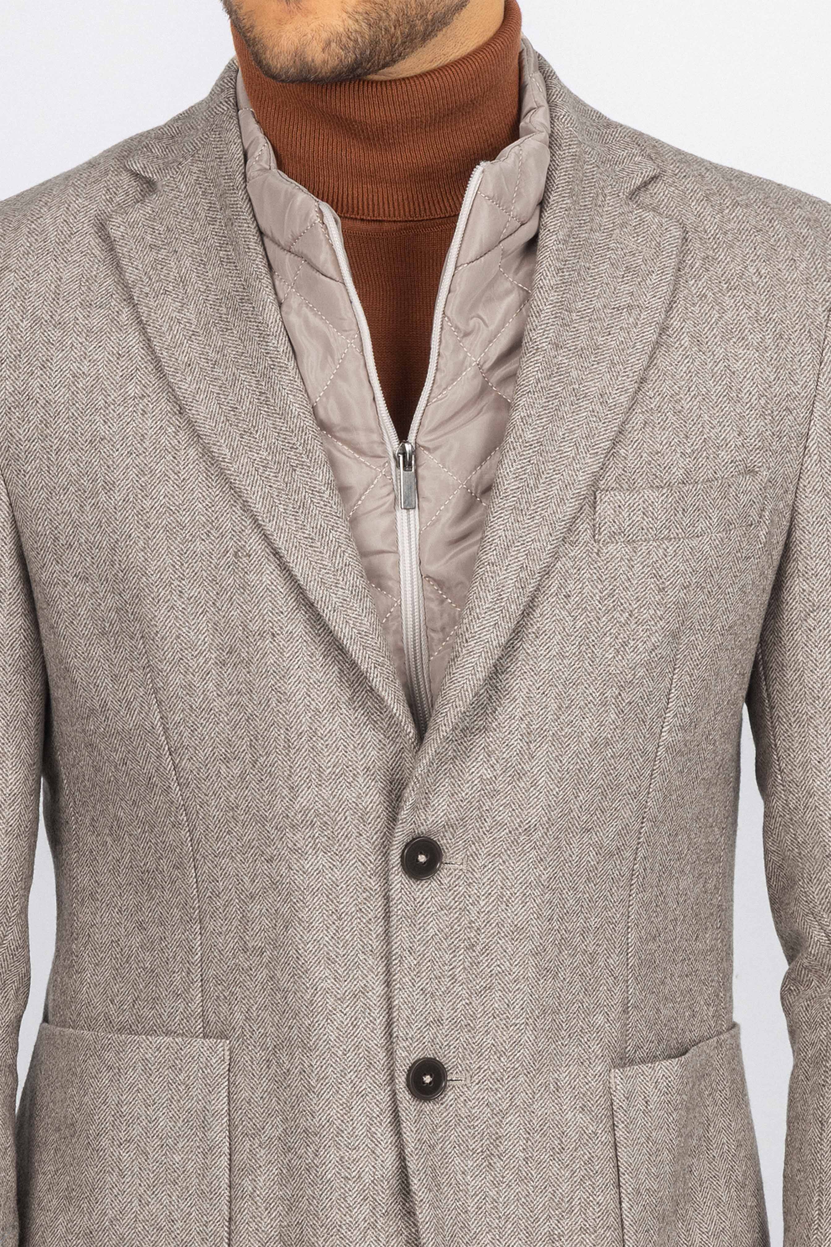Light Brown Blazer with removable padded Vest