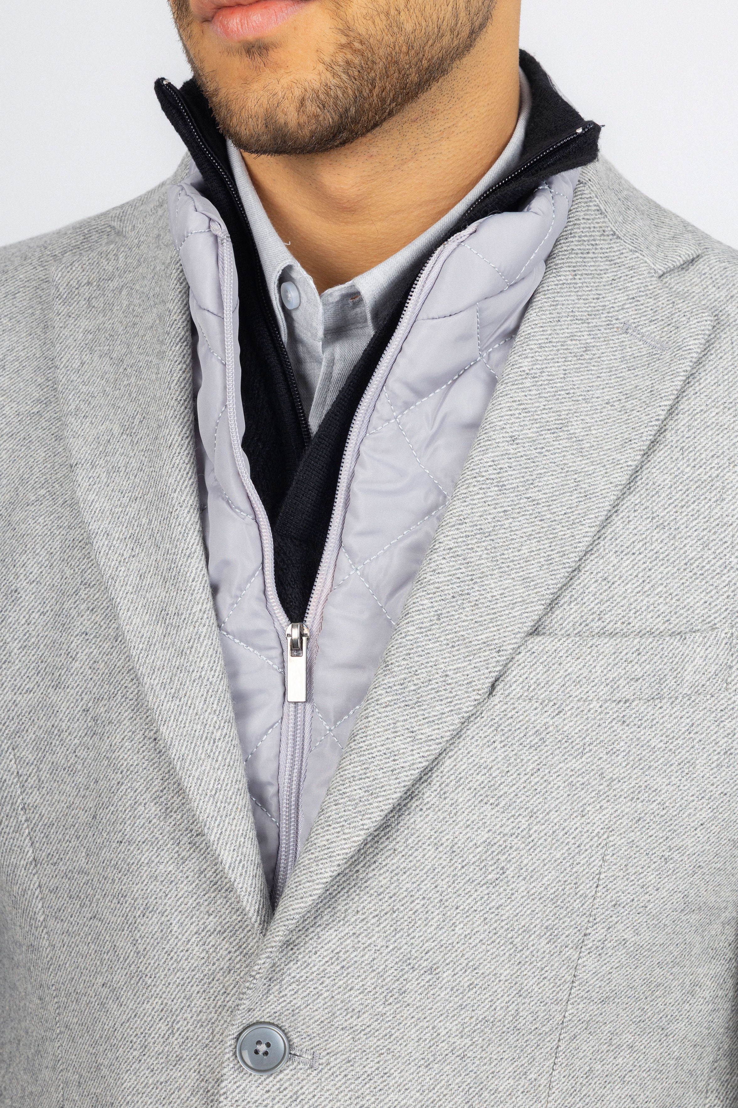 Light Gray Blazer with removable padded Vest
