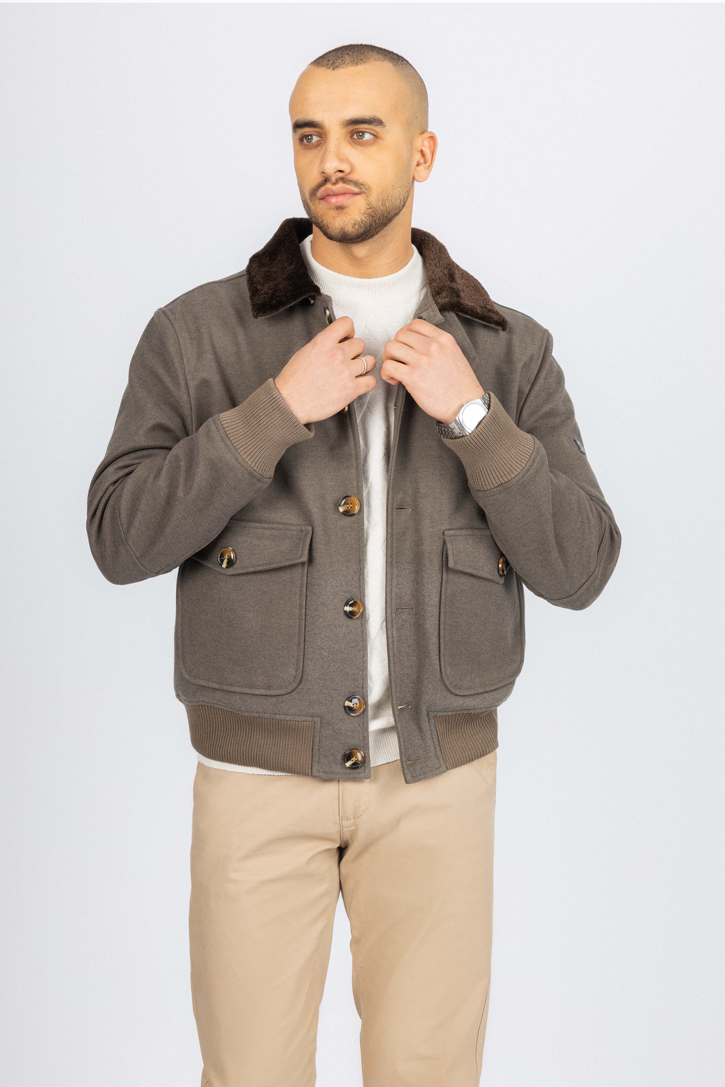Light Brown Jacket with fur piece