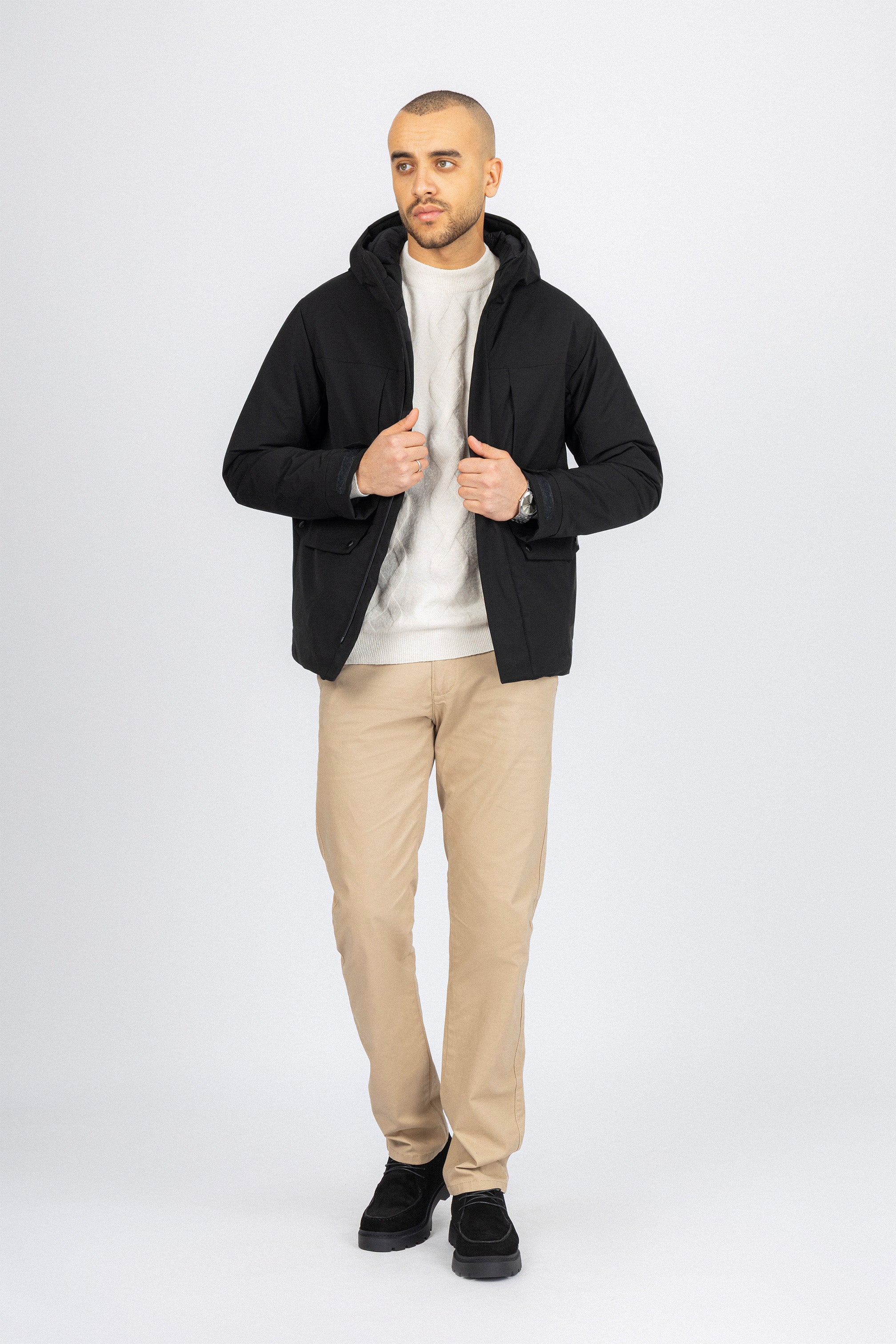 Black Waterproof Hooded Jacket