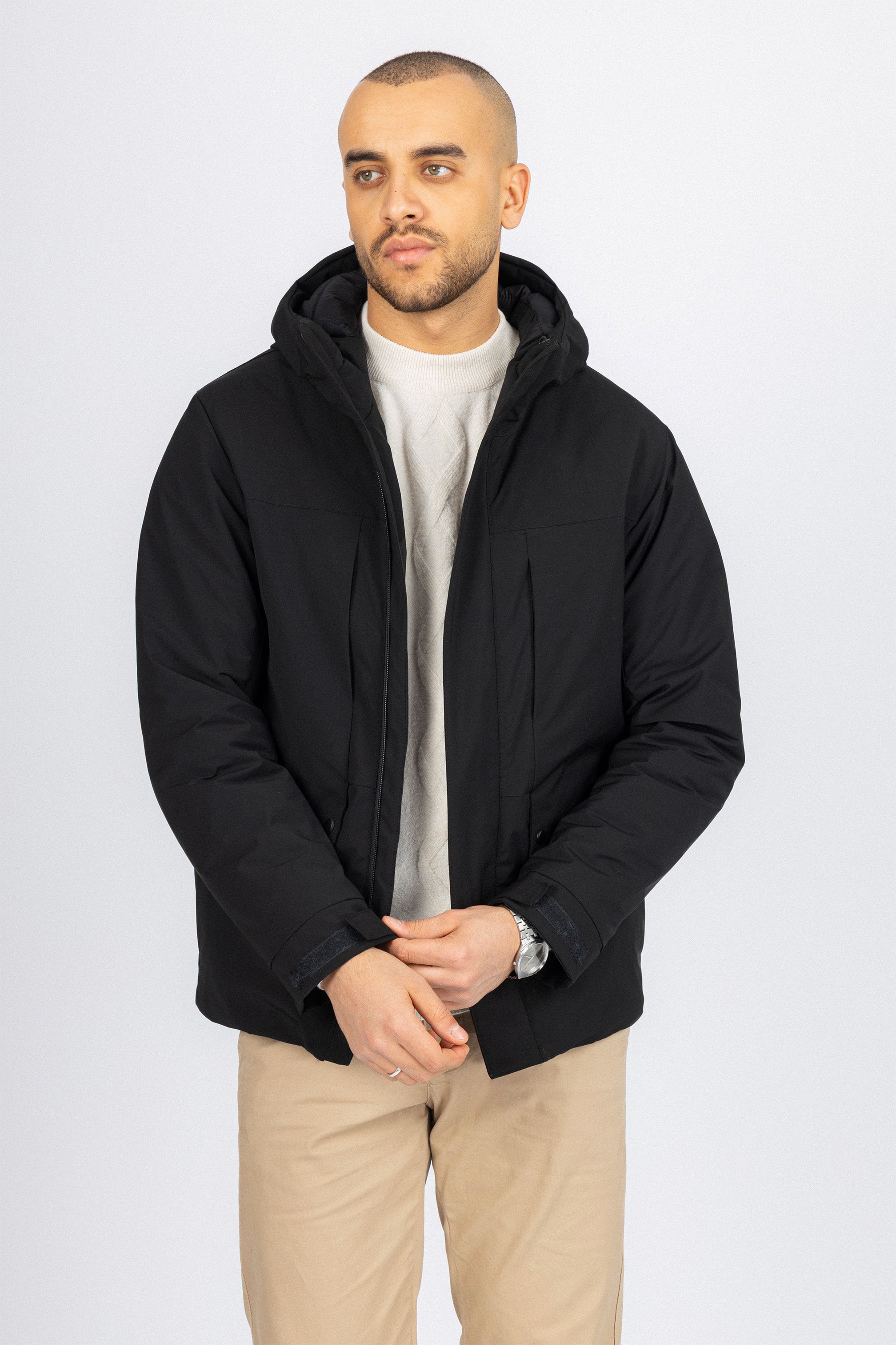 Black Waterproof Hooded Jacket