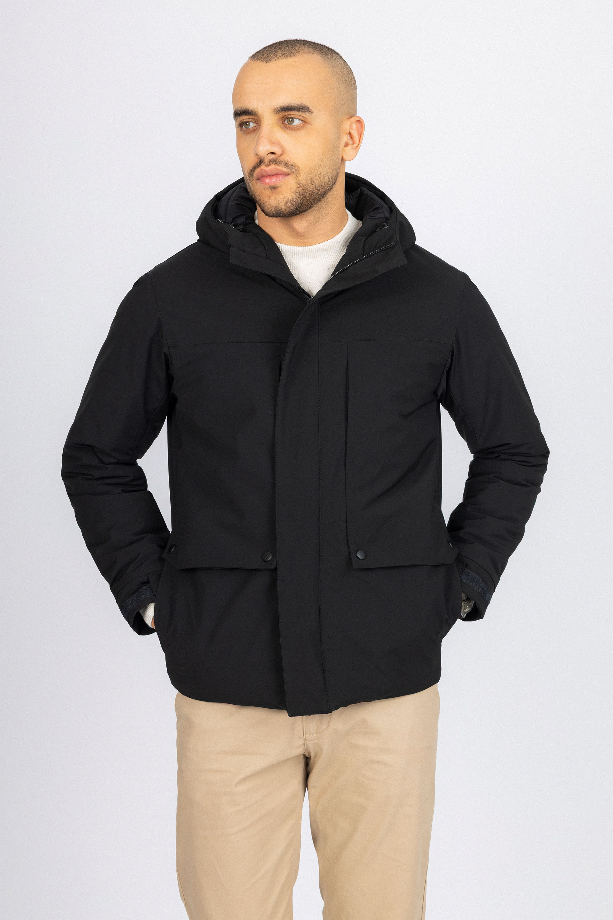 Black Waterproof Hooded Jacket