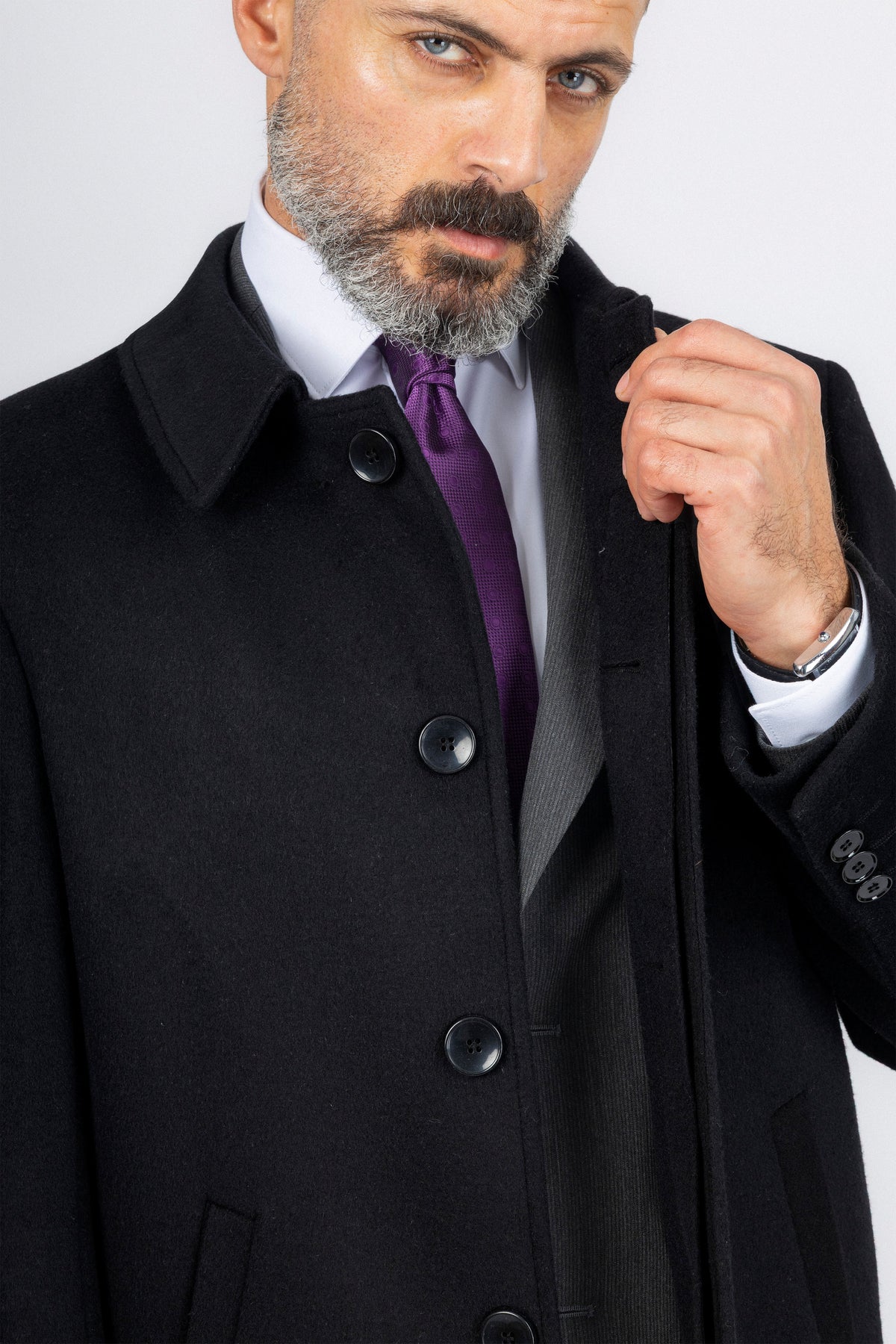 Black Felt Classic Coat - De Backers - 3