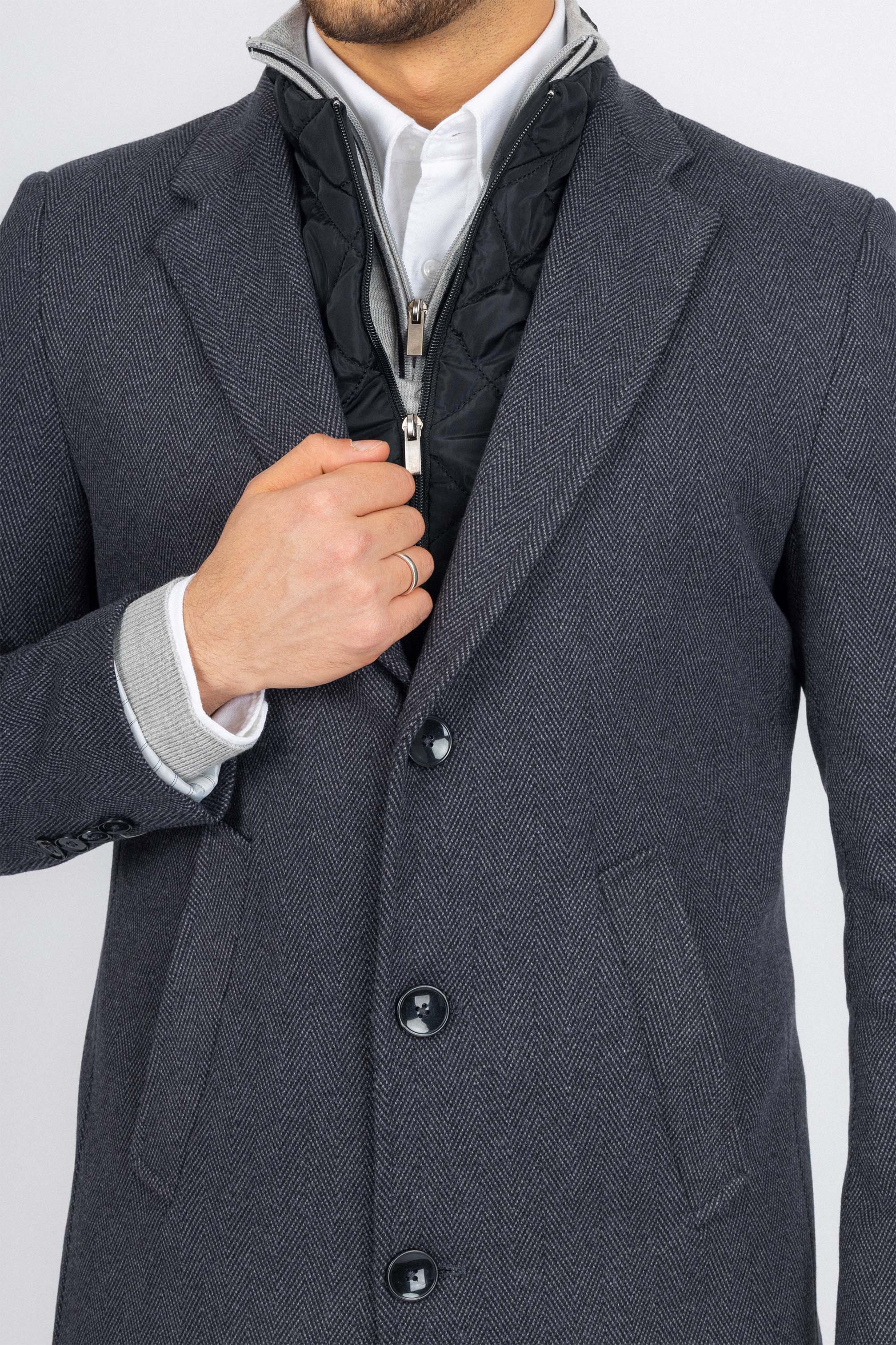 Gray Short Coat with removable vest