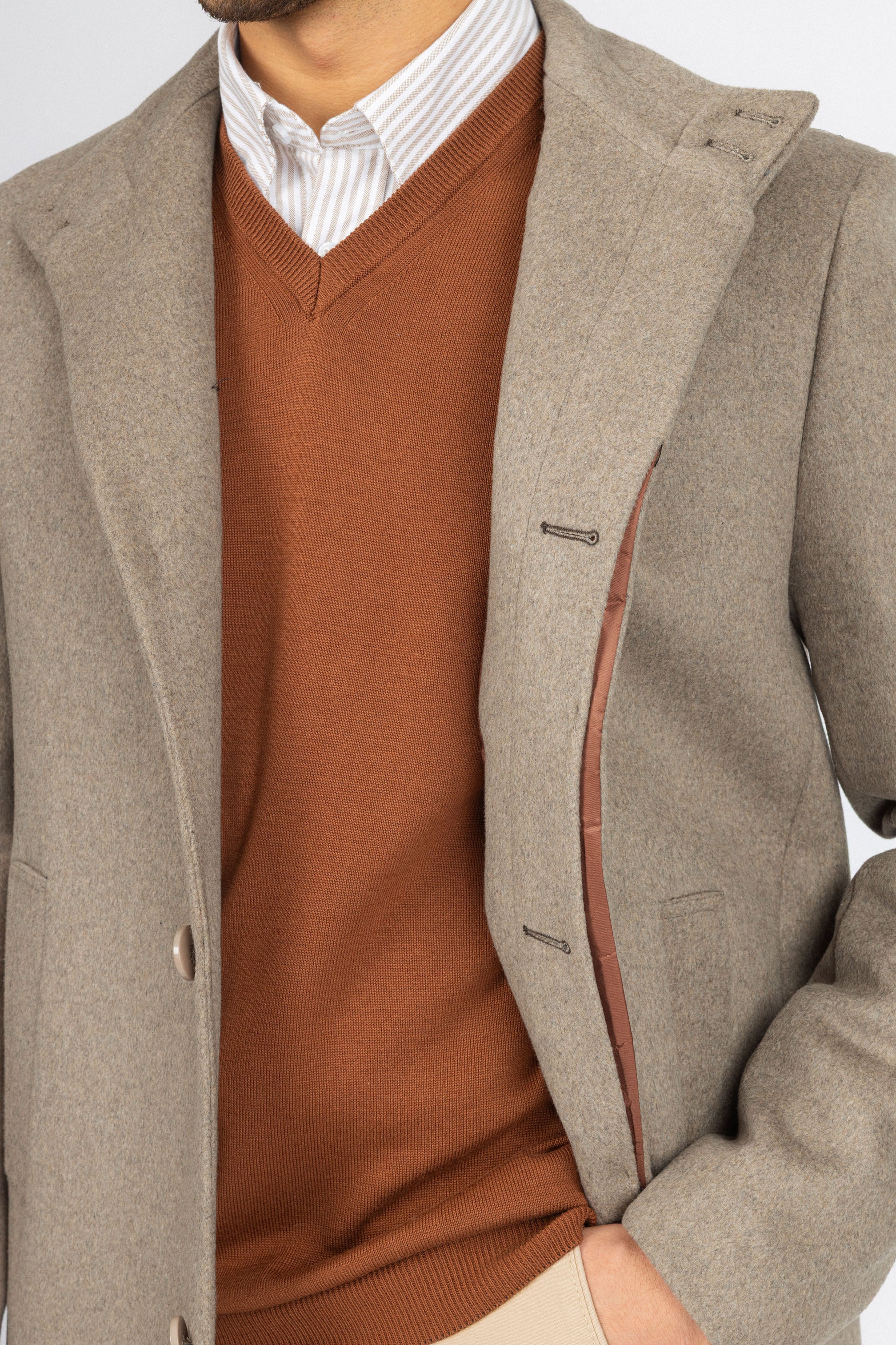 Dark Beige Half Coat