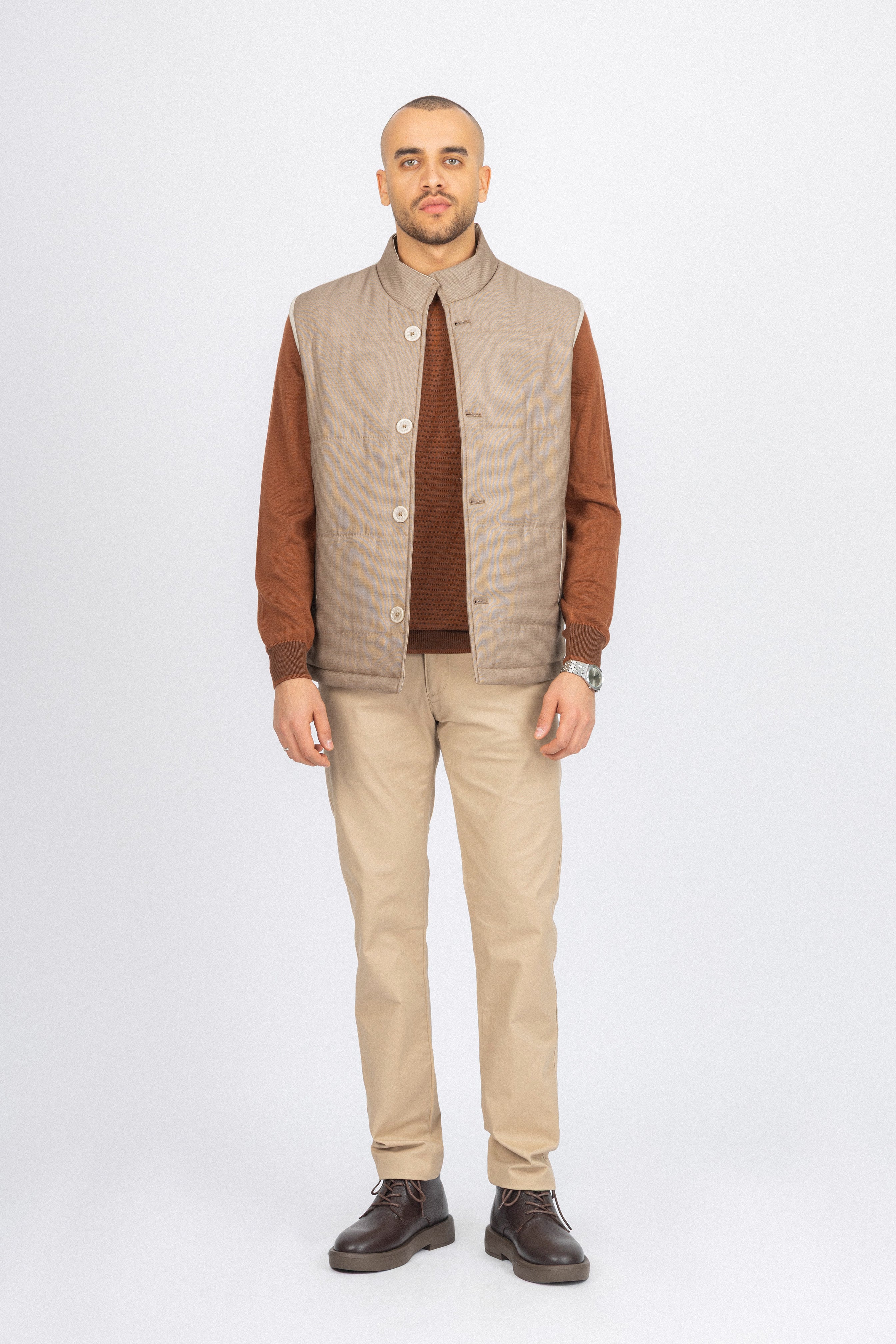 Light Beige Button-Up Vest