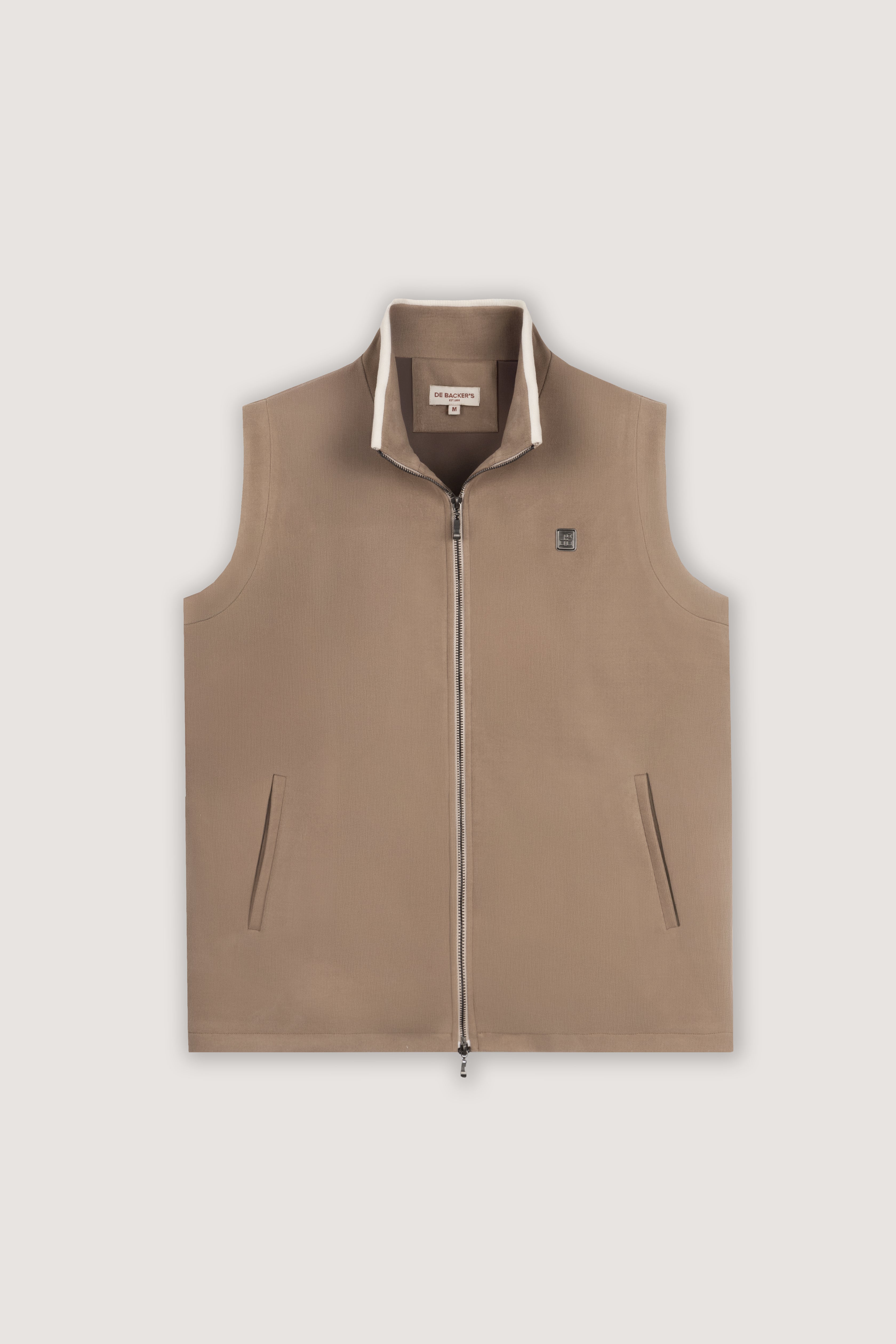 Light Brown Zip-Up Vest - De Backers - 5