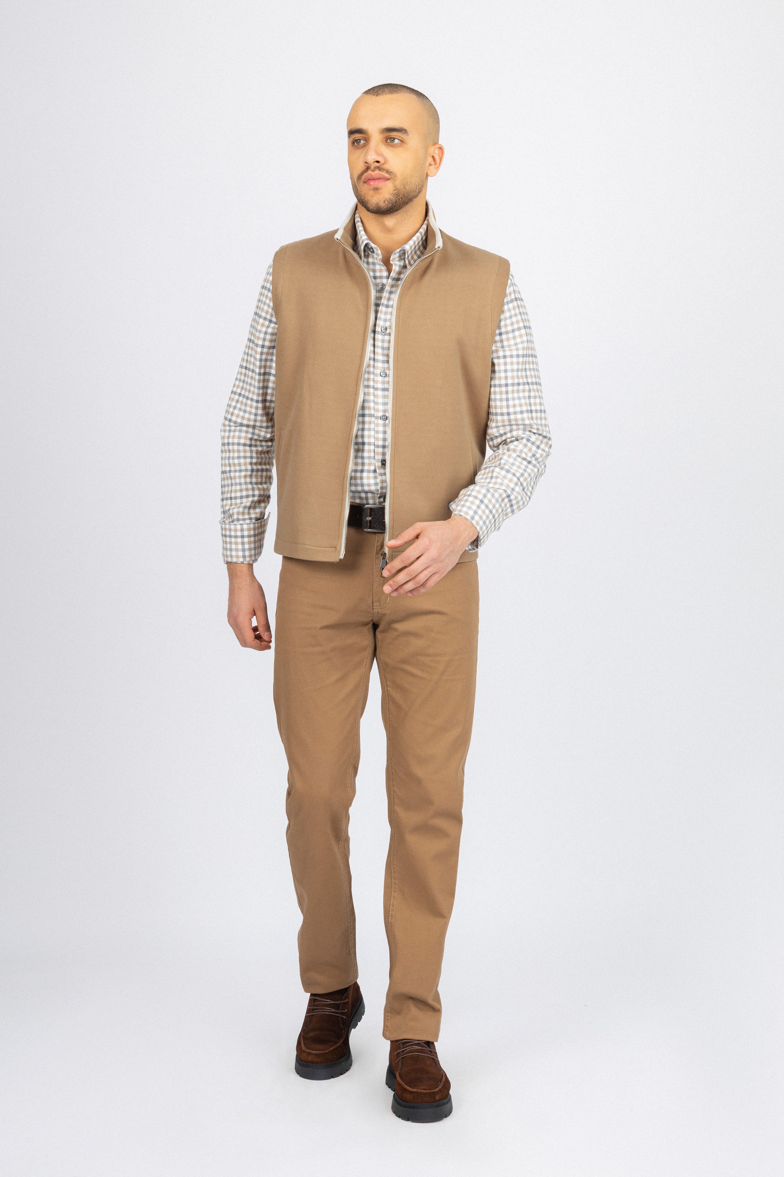 Light Brown Zip-Up Vest