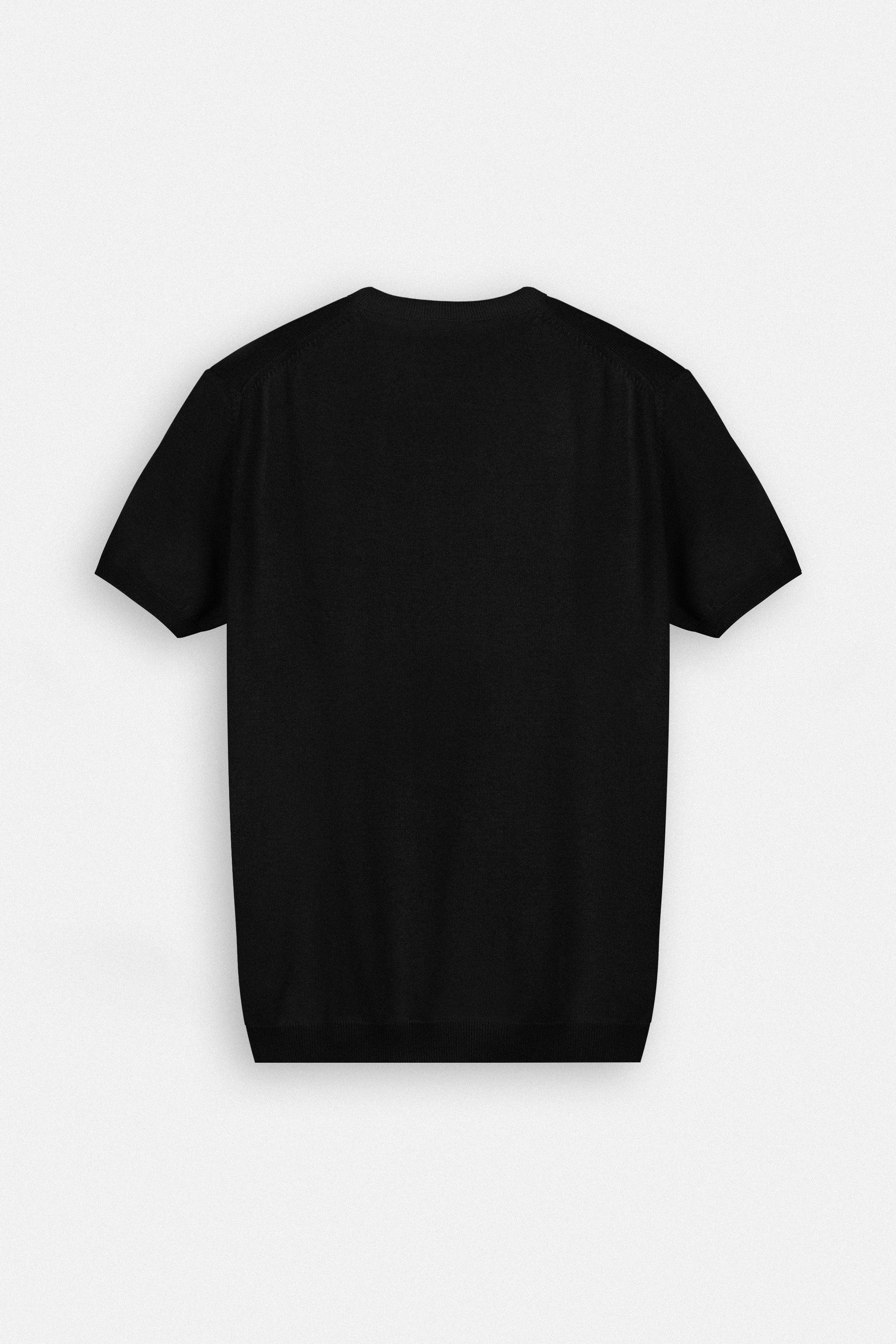 Black Knitted Round T Shirt