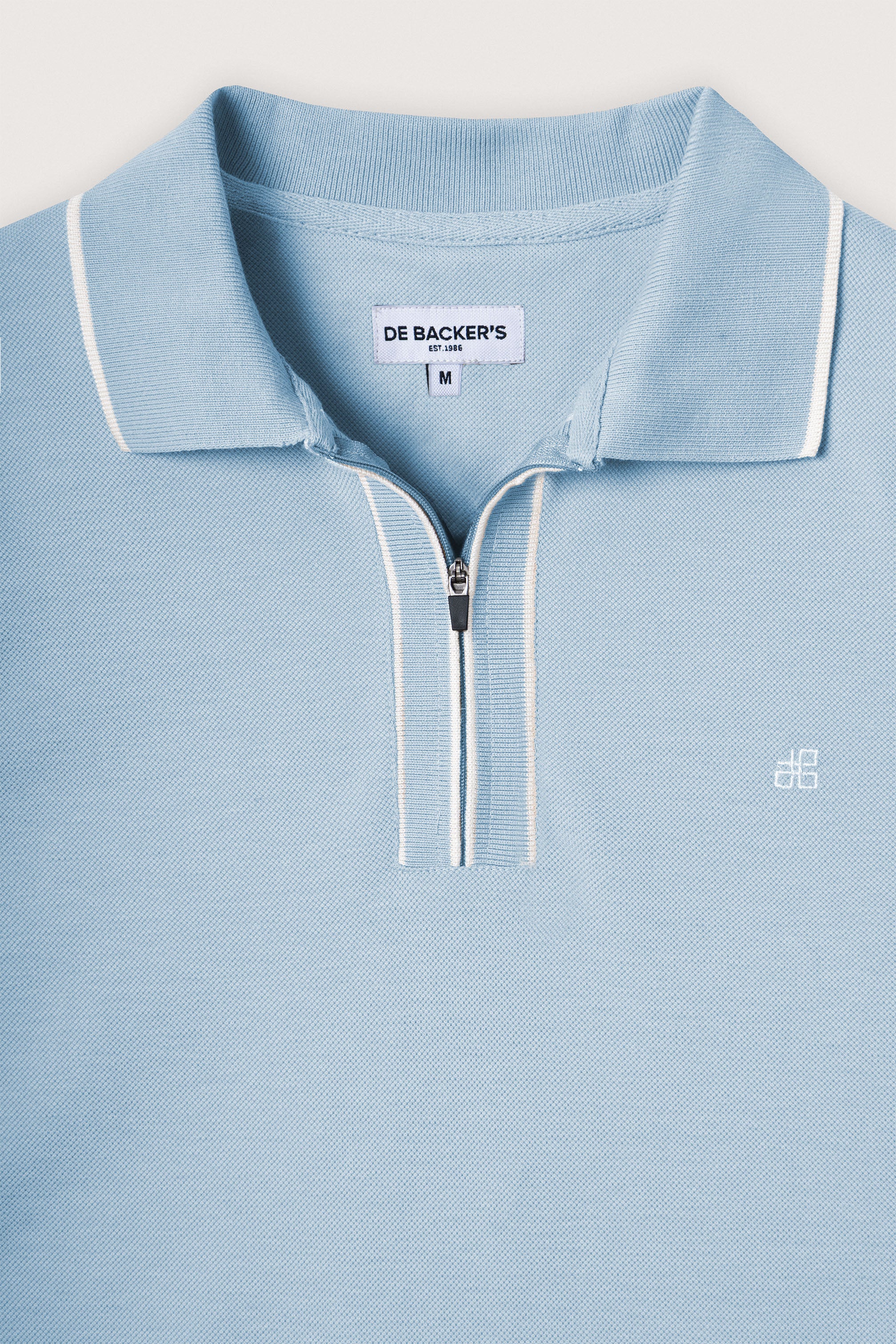 Light Blue Pique Zip-Up Polo