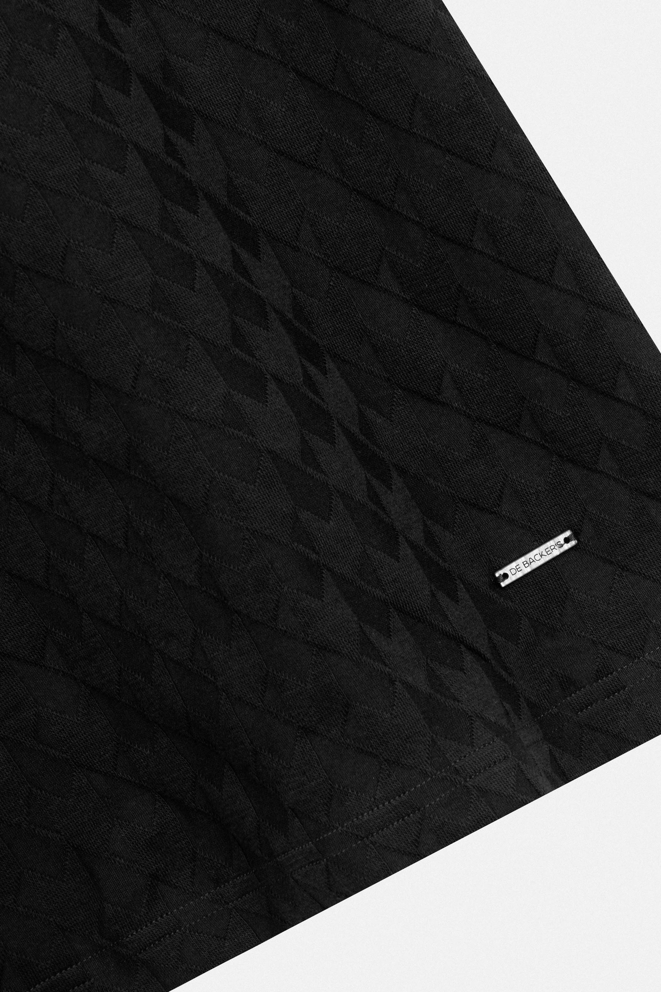 Jacquard Black Zip-Up Polo