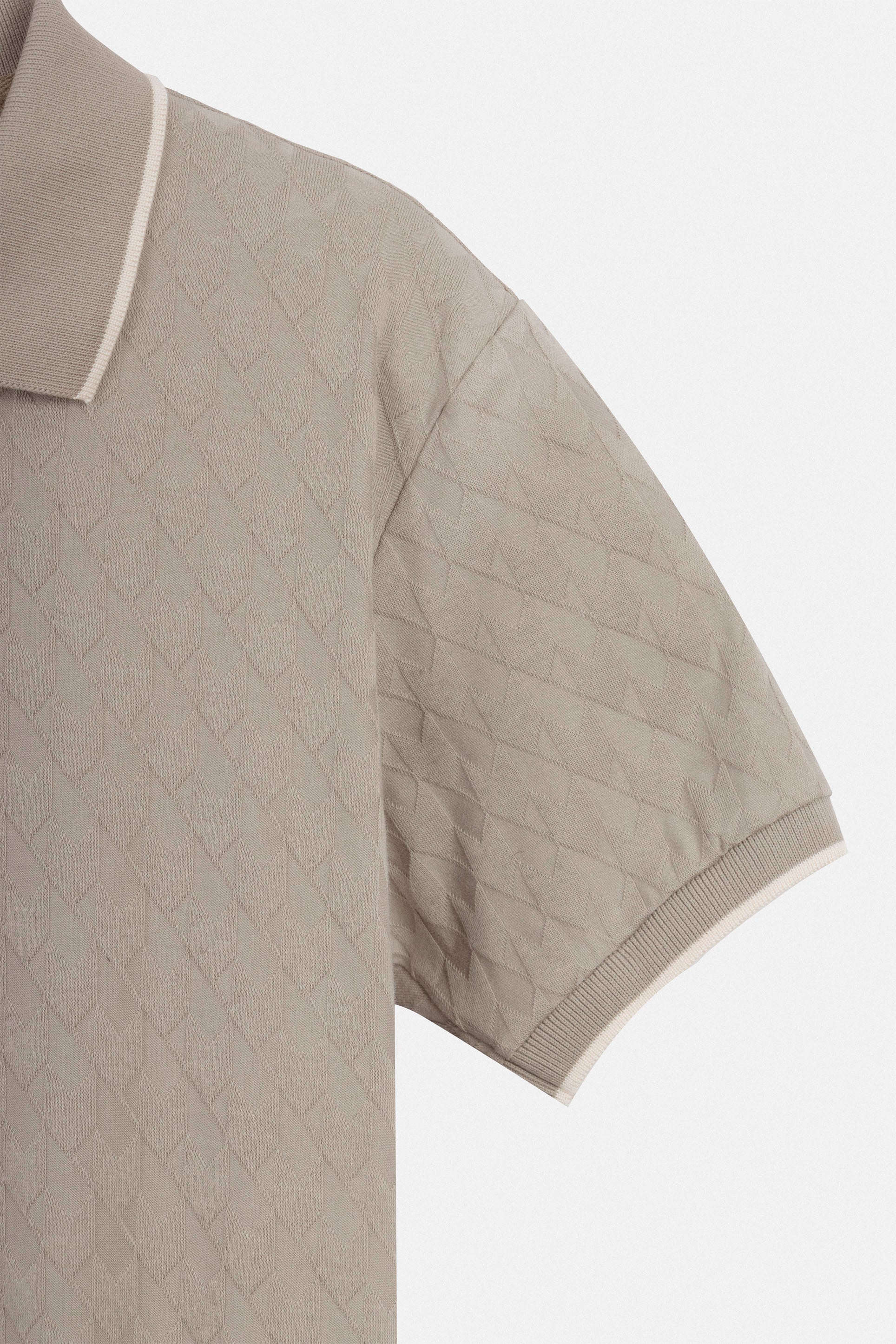 Jacquard Coffee Zip-Up Polo