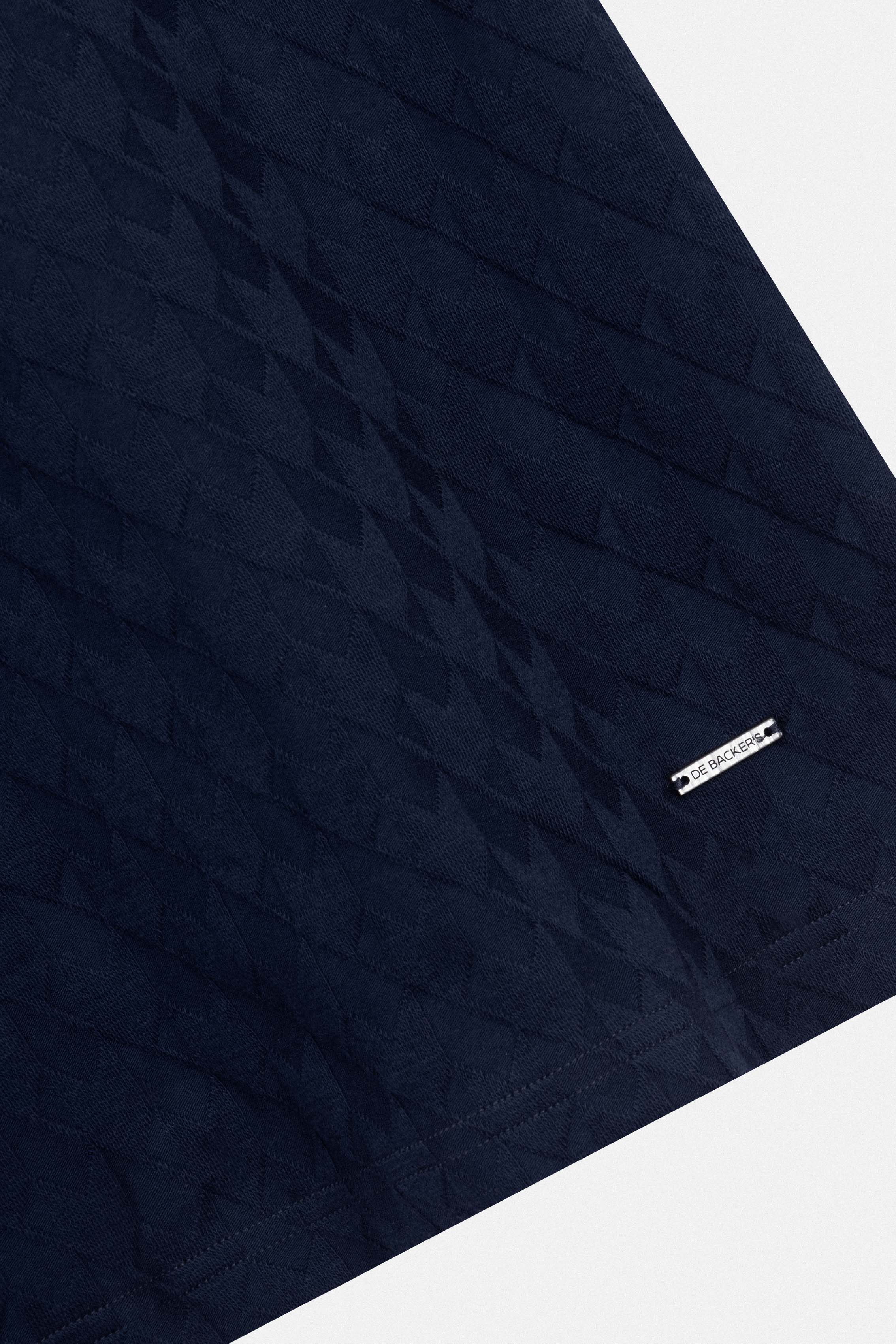 Jacquard Navy Zip-Up Polo