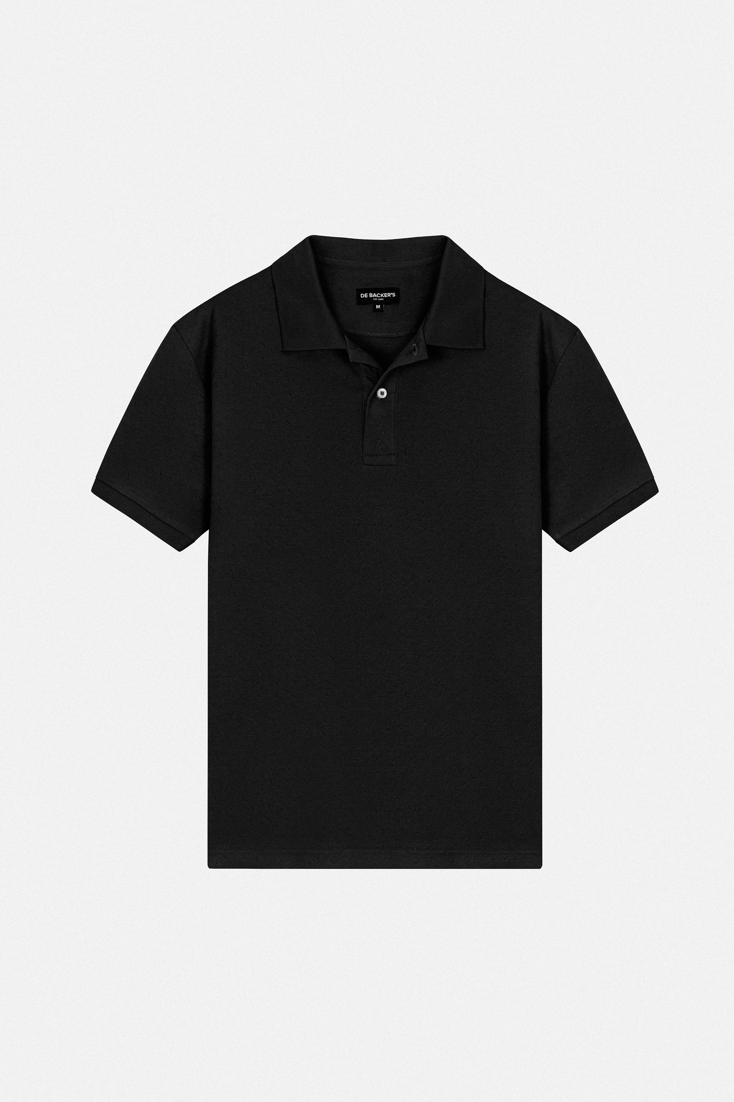 Jacquard Pique Basic Black Polo