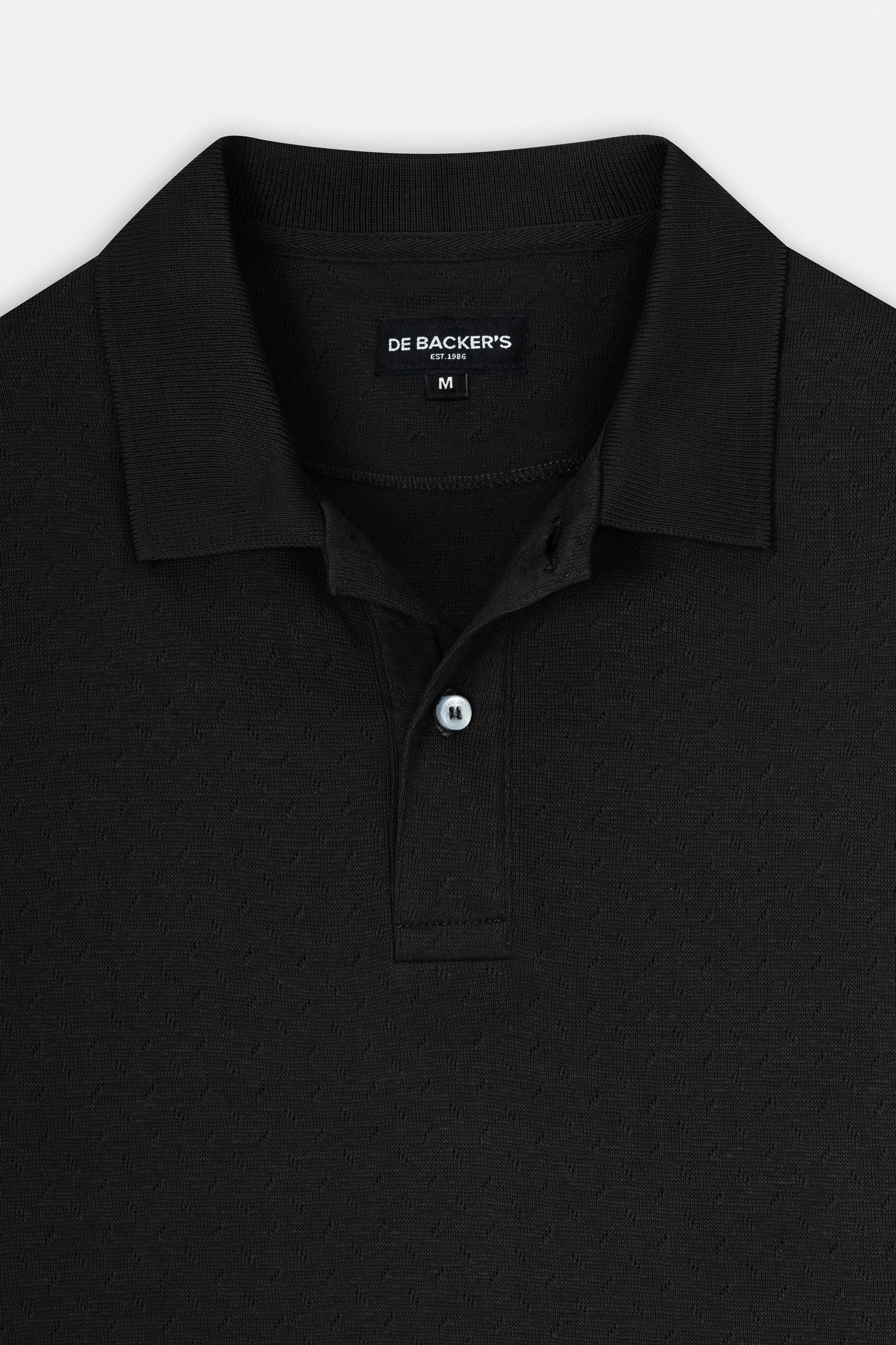 Jacquard Pique Basic Black Polo