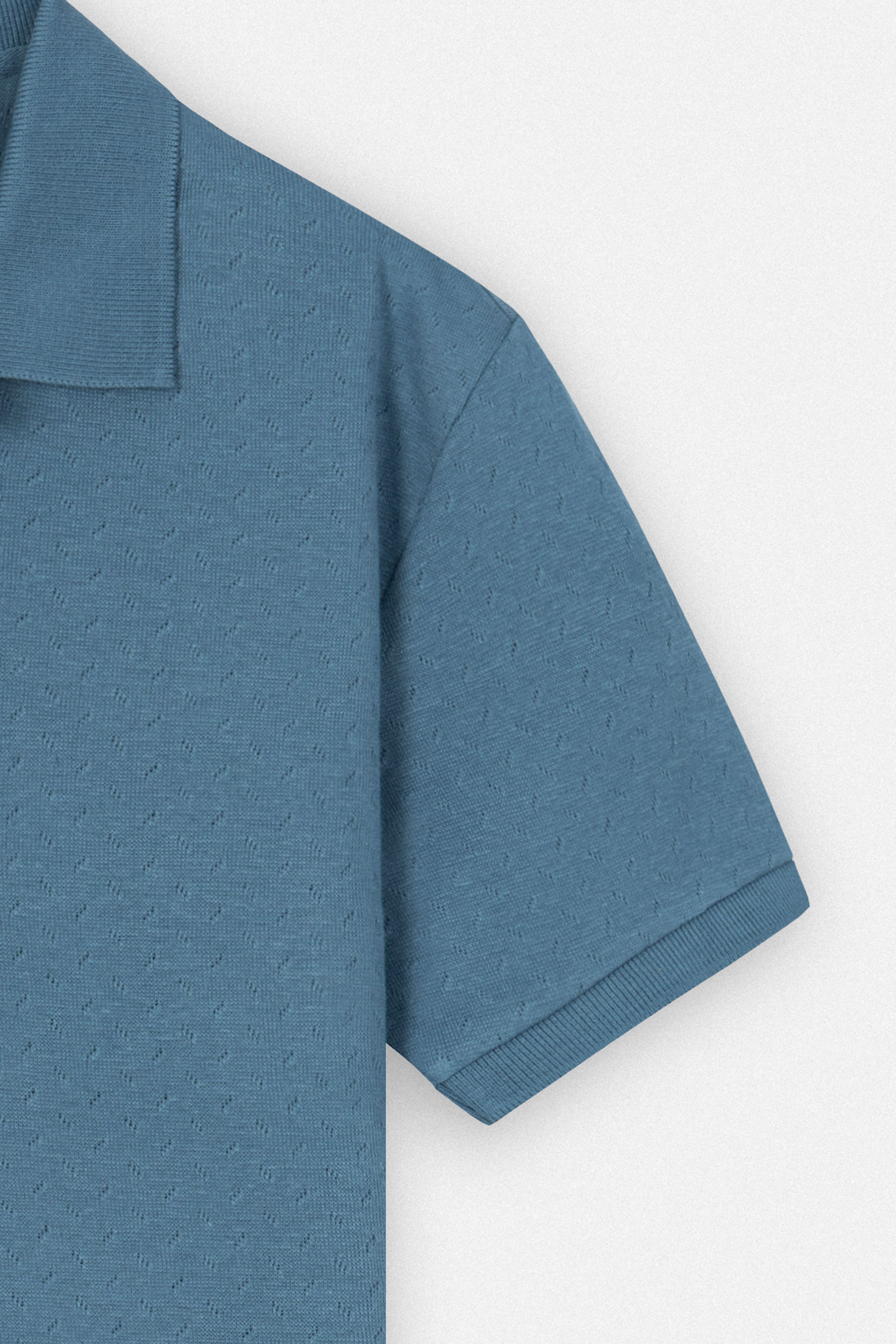 Jacquard Pique Basic Metallic Blue Polo