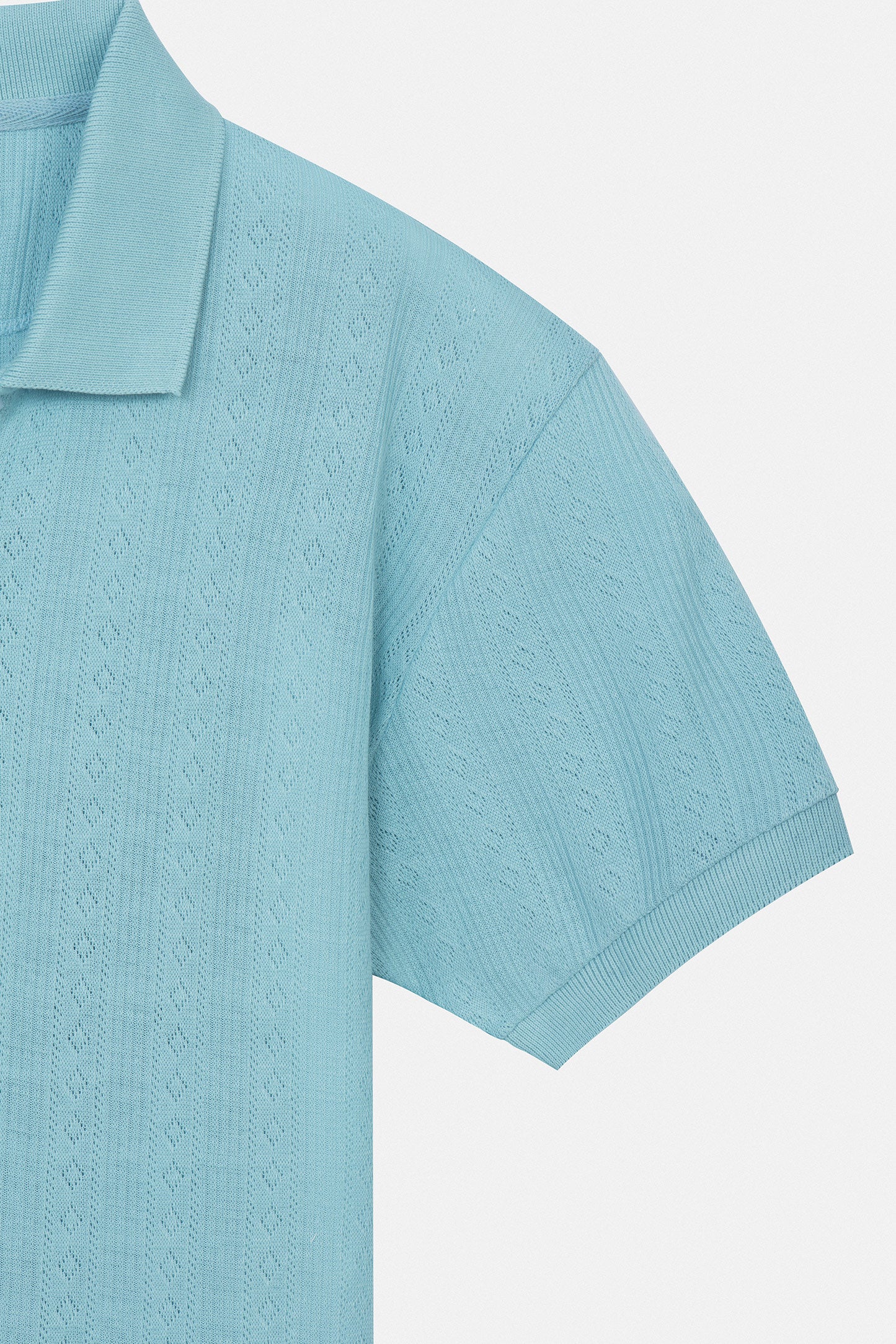 Pique Jacquard Powder Blue Cotton Polo