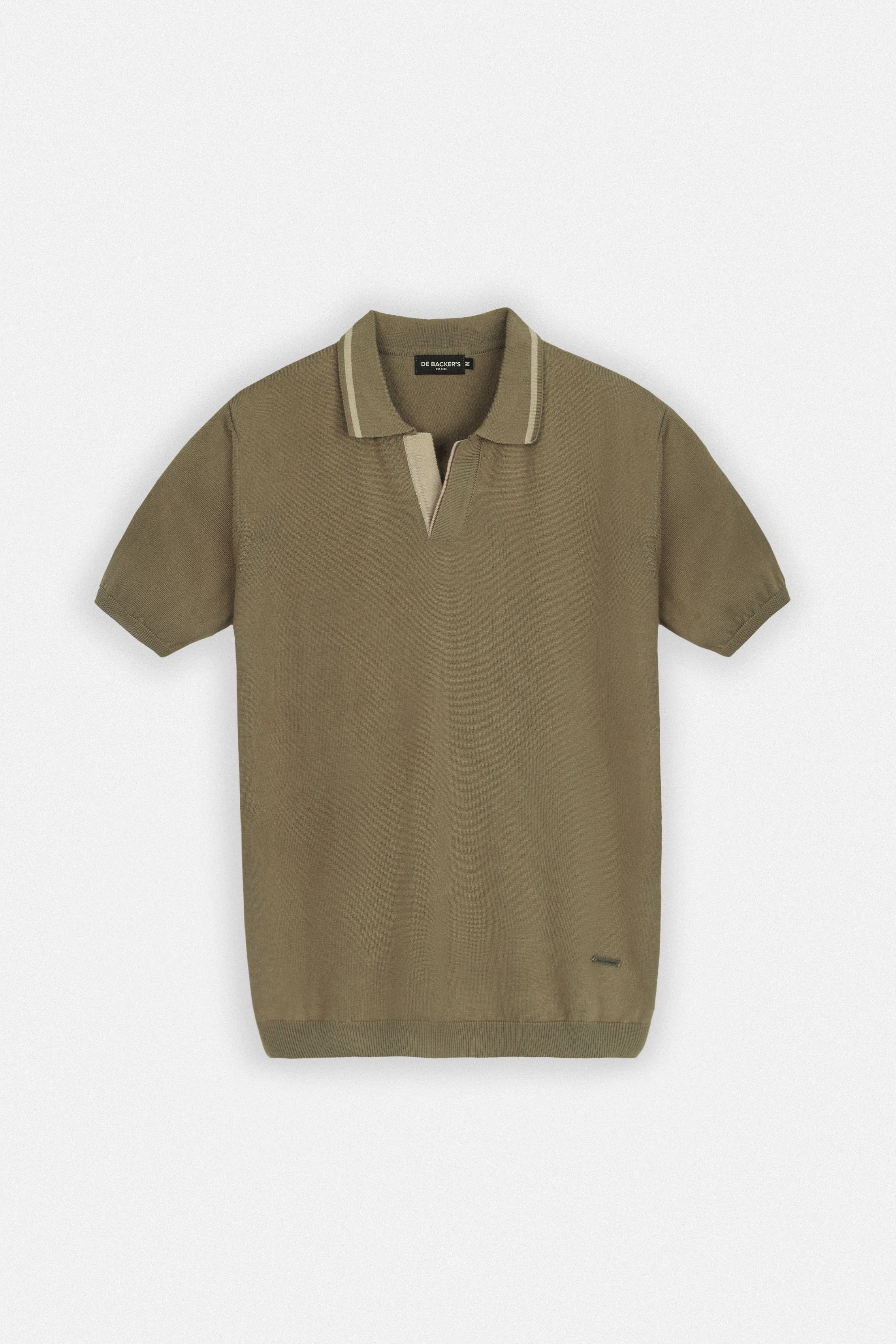 Knitted Camel V-Neck Polo