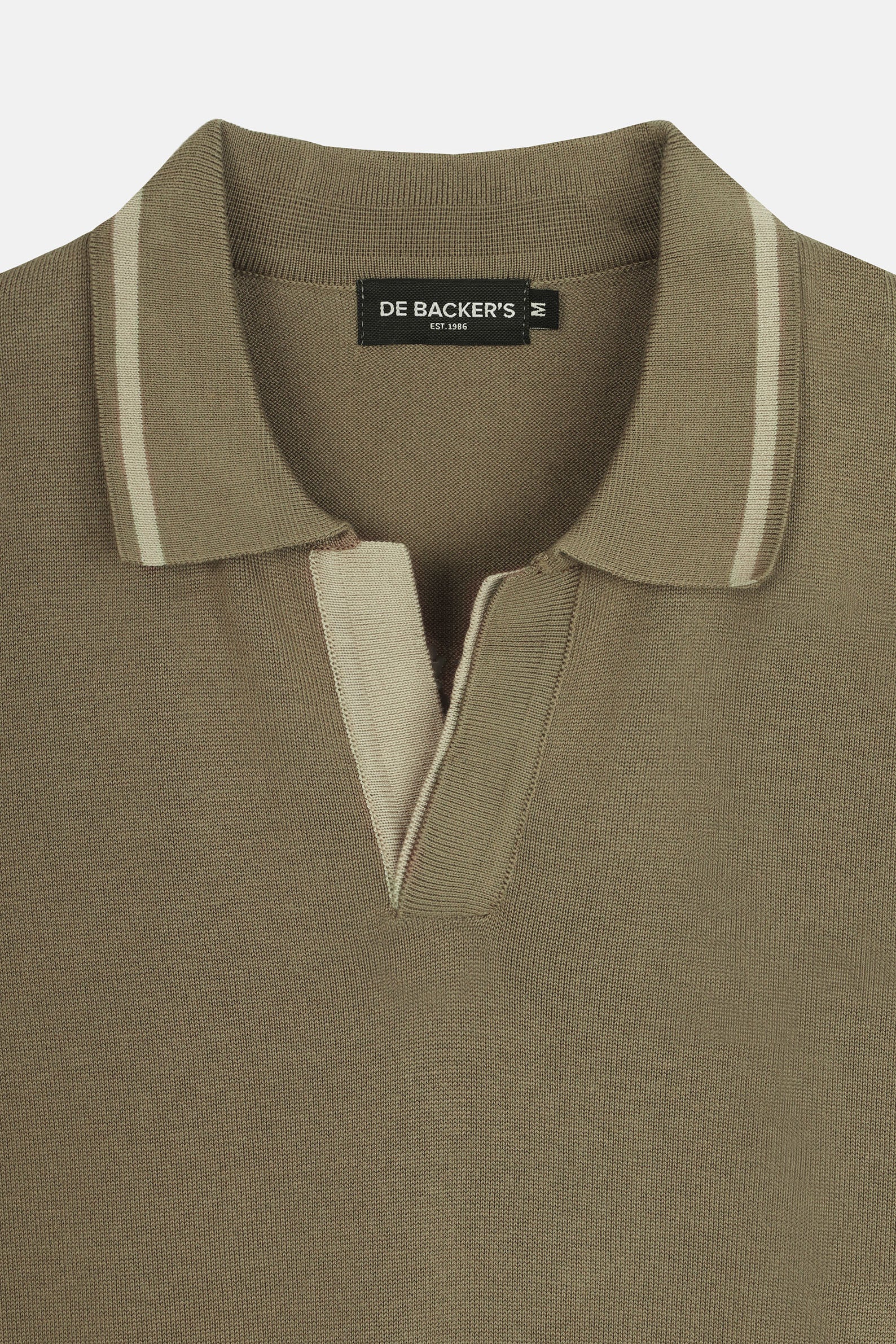 Knitted Camel V-Neck Polo