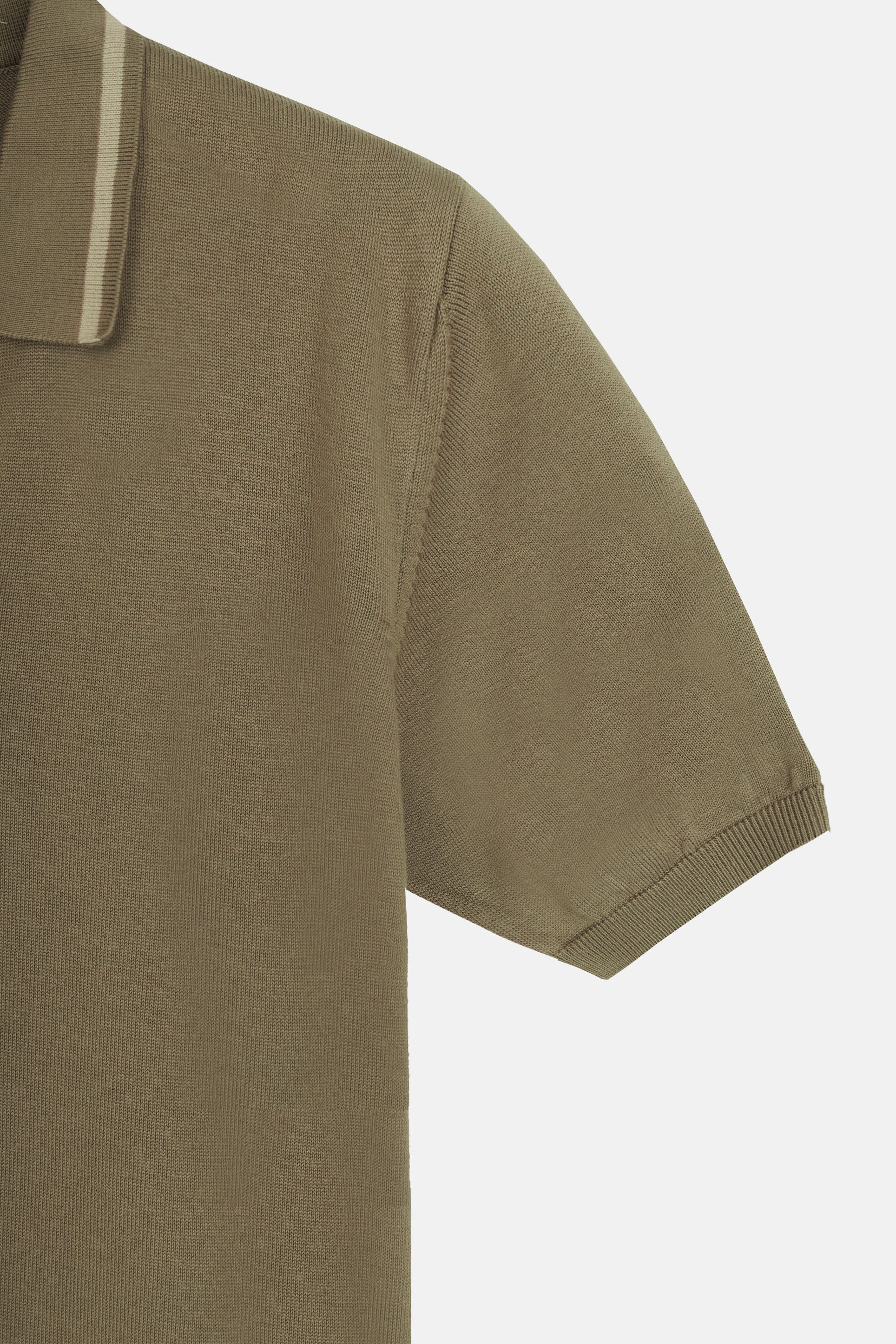 Knitted Camel V-Neck Polo