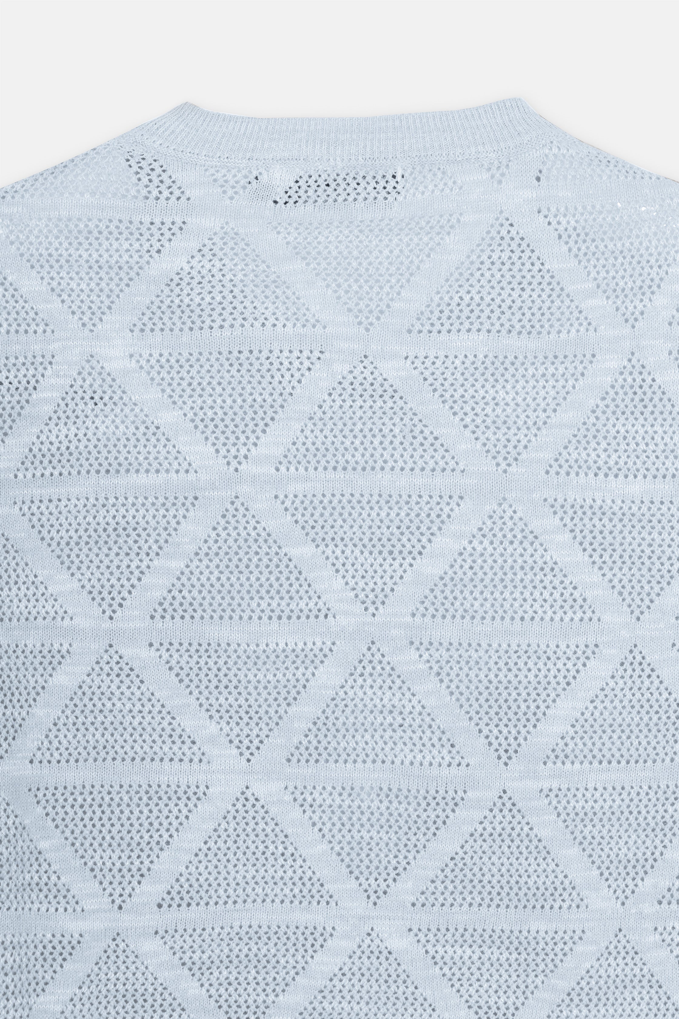 Patterned Light Gray Knitted Polo T-Shirt