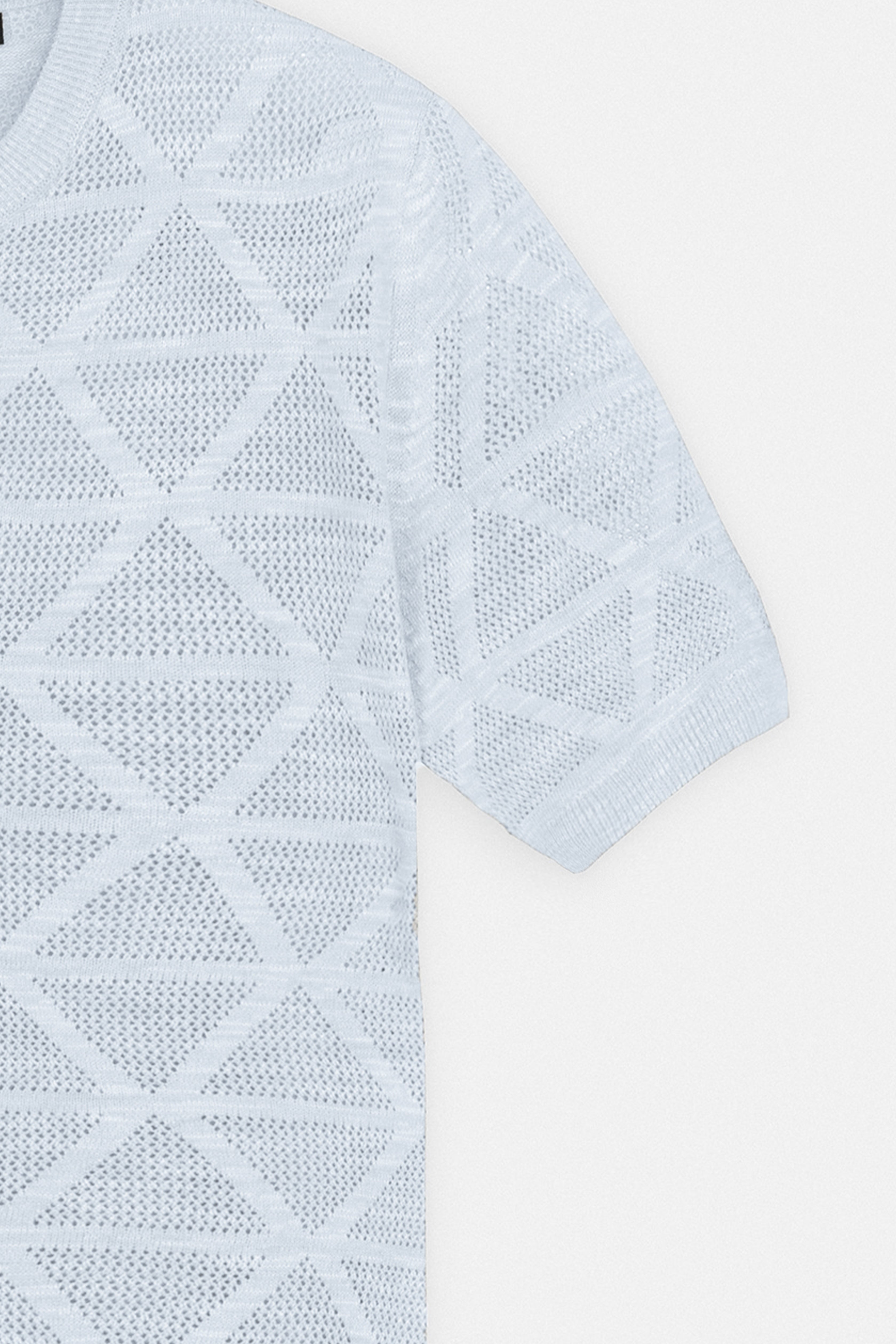 Patterned Light Gray Knitted Polo T-Shirt