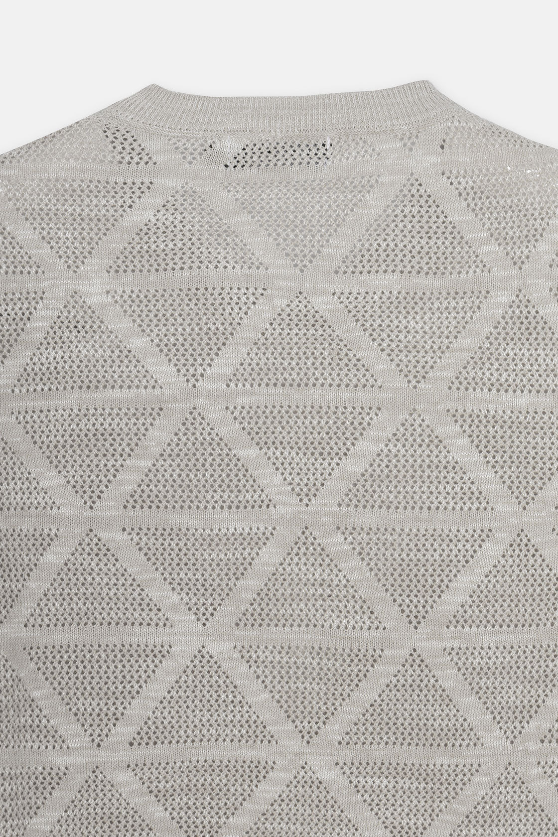 Patterned Gray Knitted Round T-Shirt