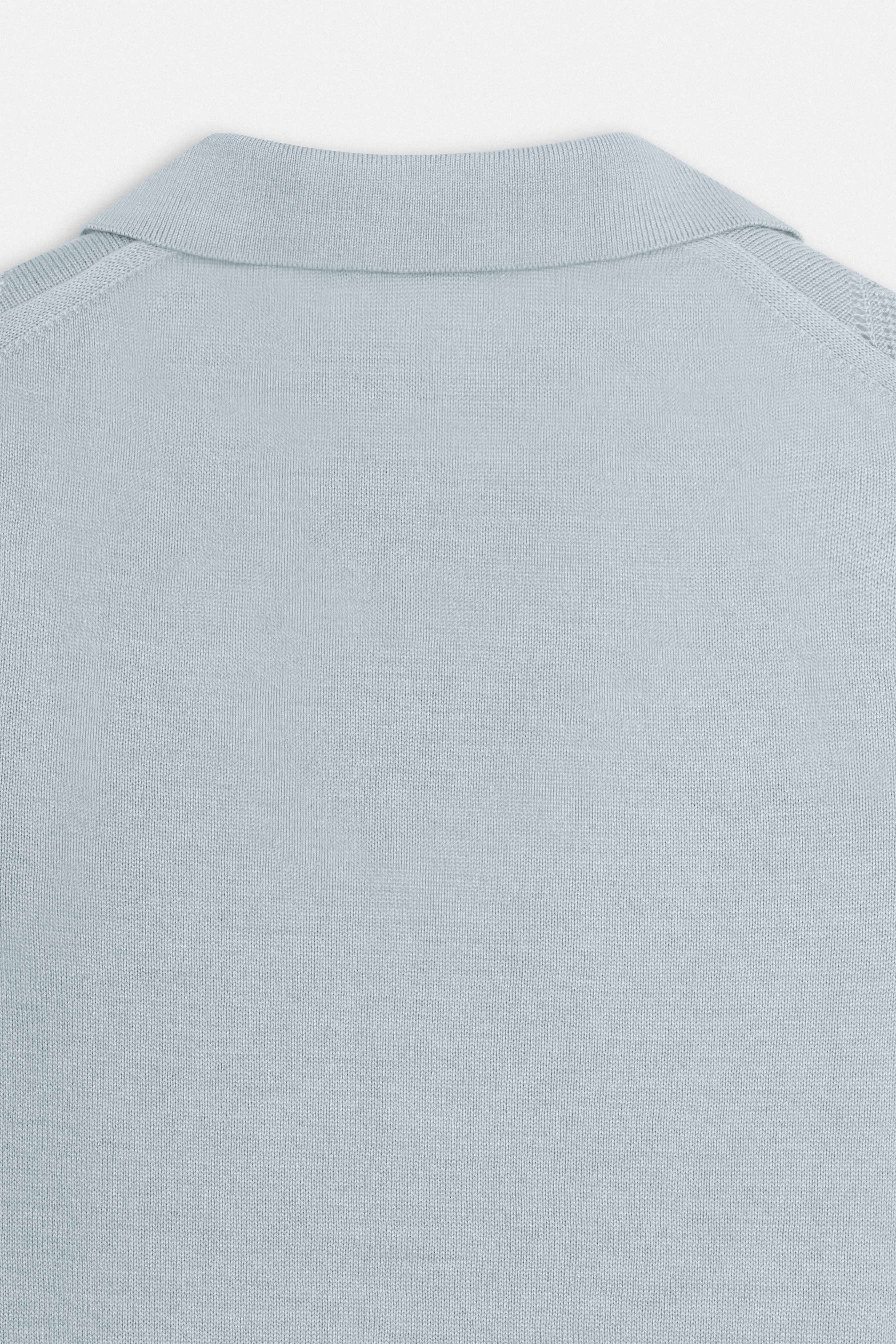 Knitted Light Gray V Neck Polo