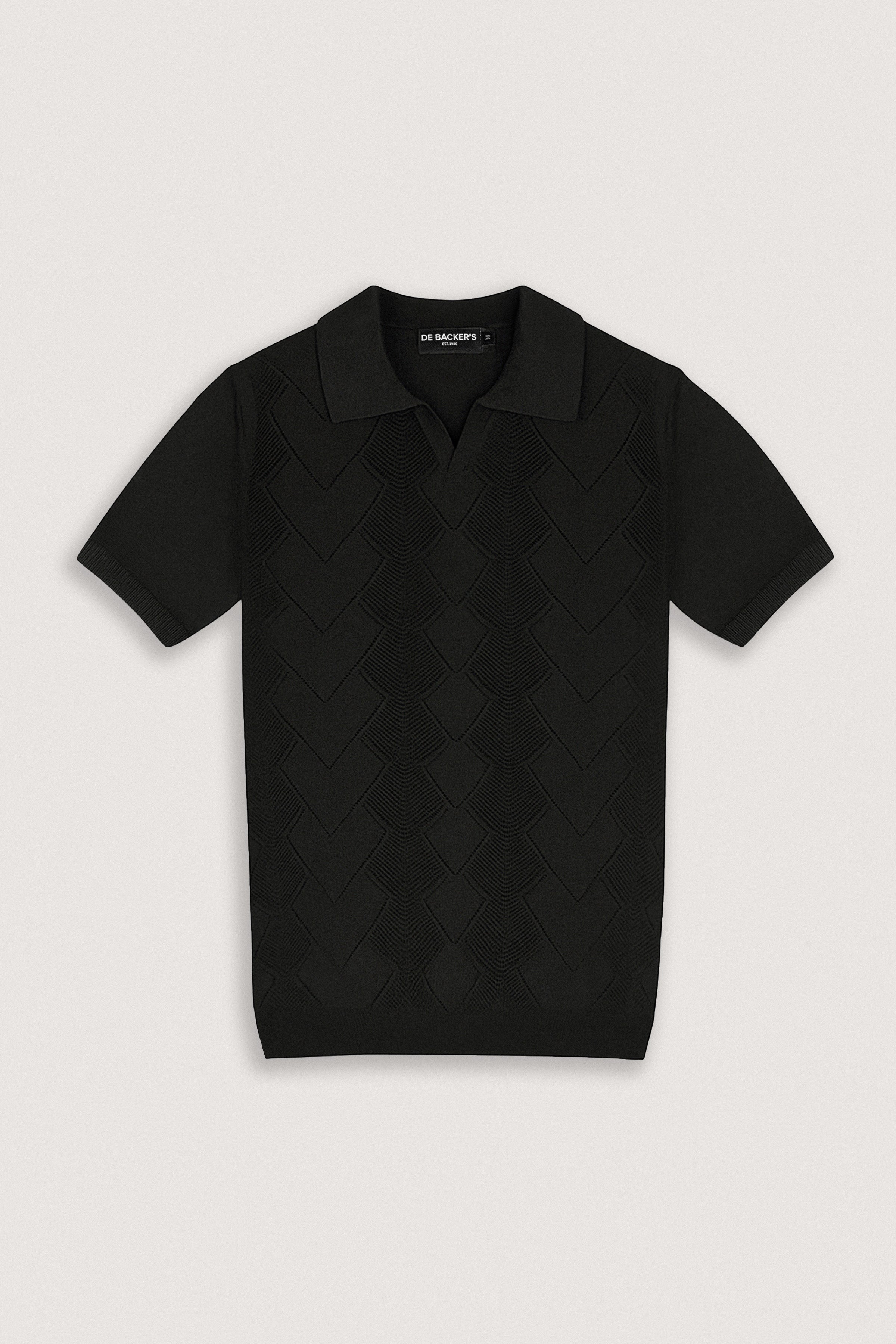 بولو أسود v-neck تريكو