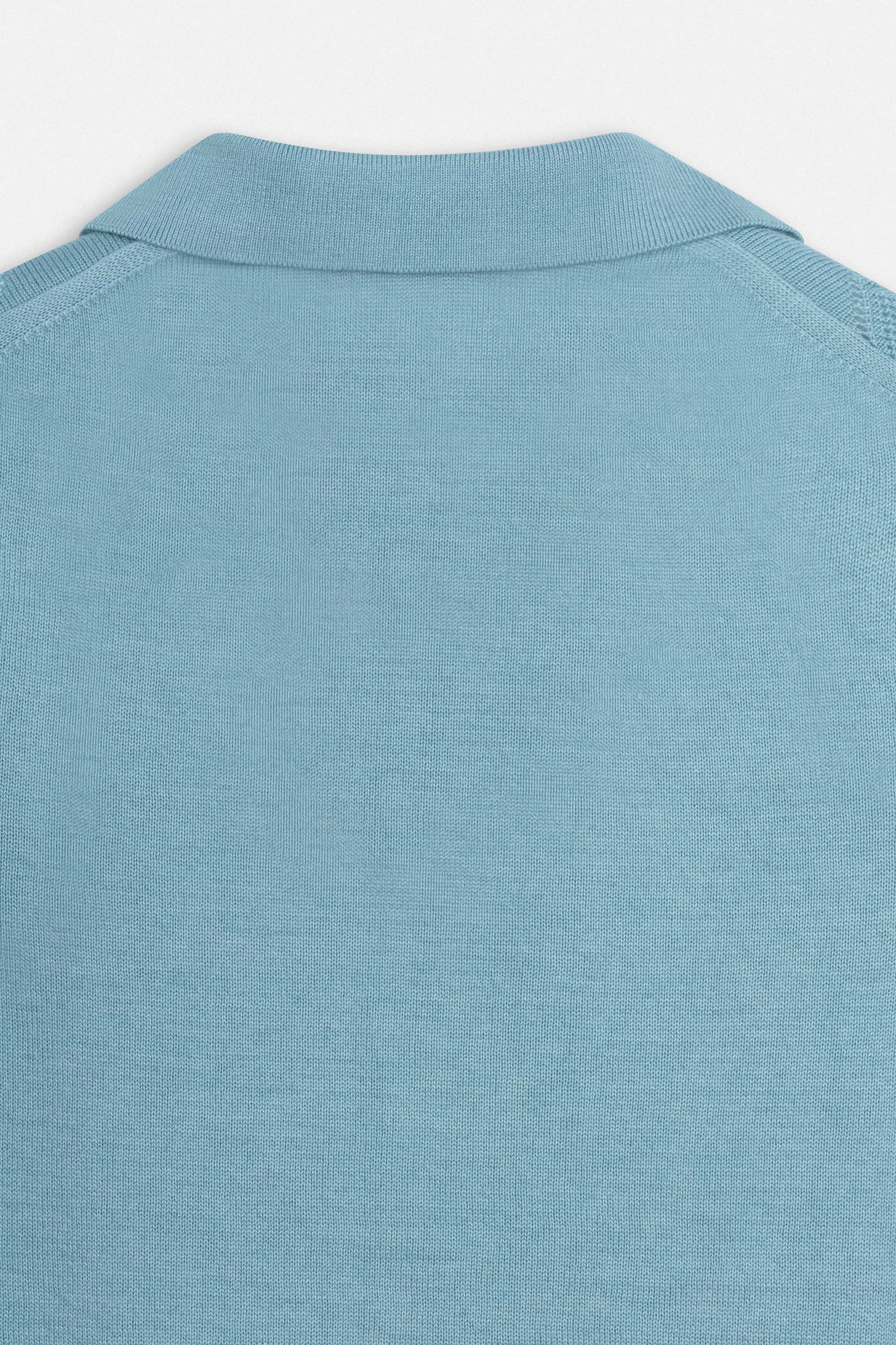 Knitted Carolina V Neck Blue Polo