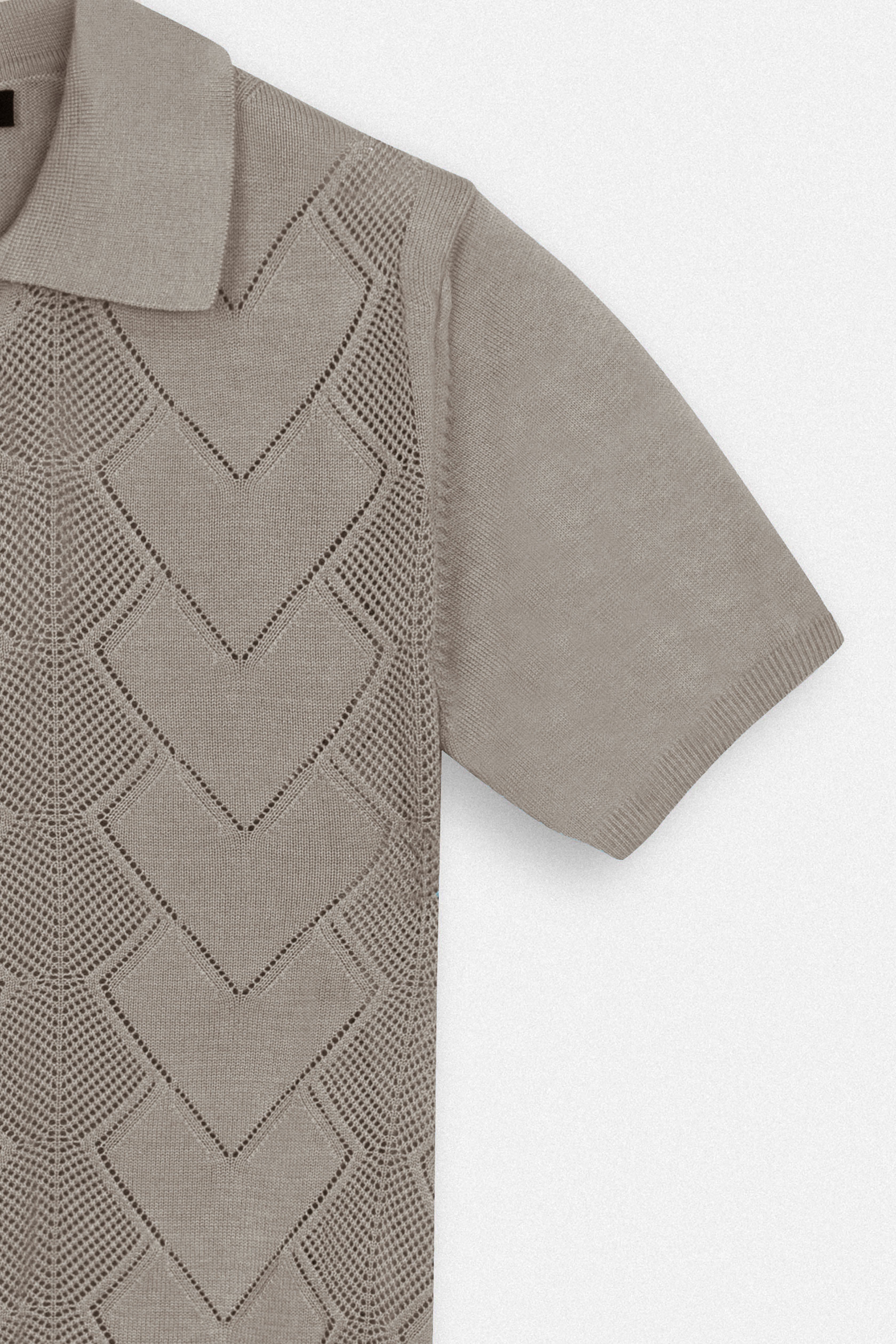 Knitted Gray V neck Polo