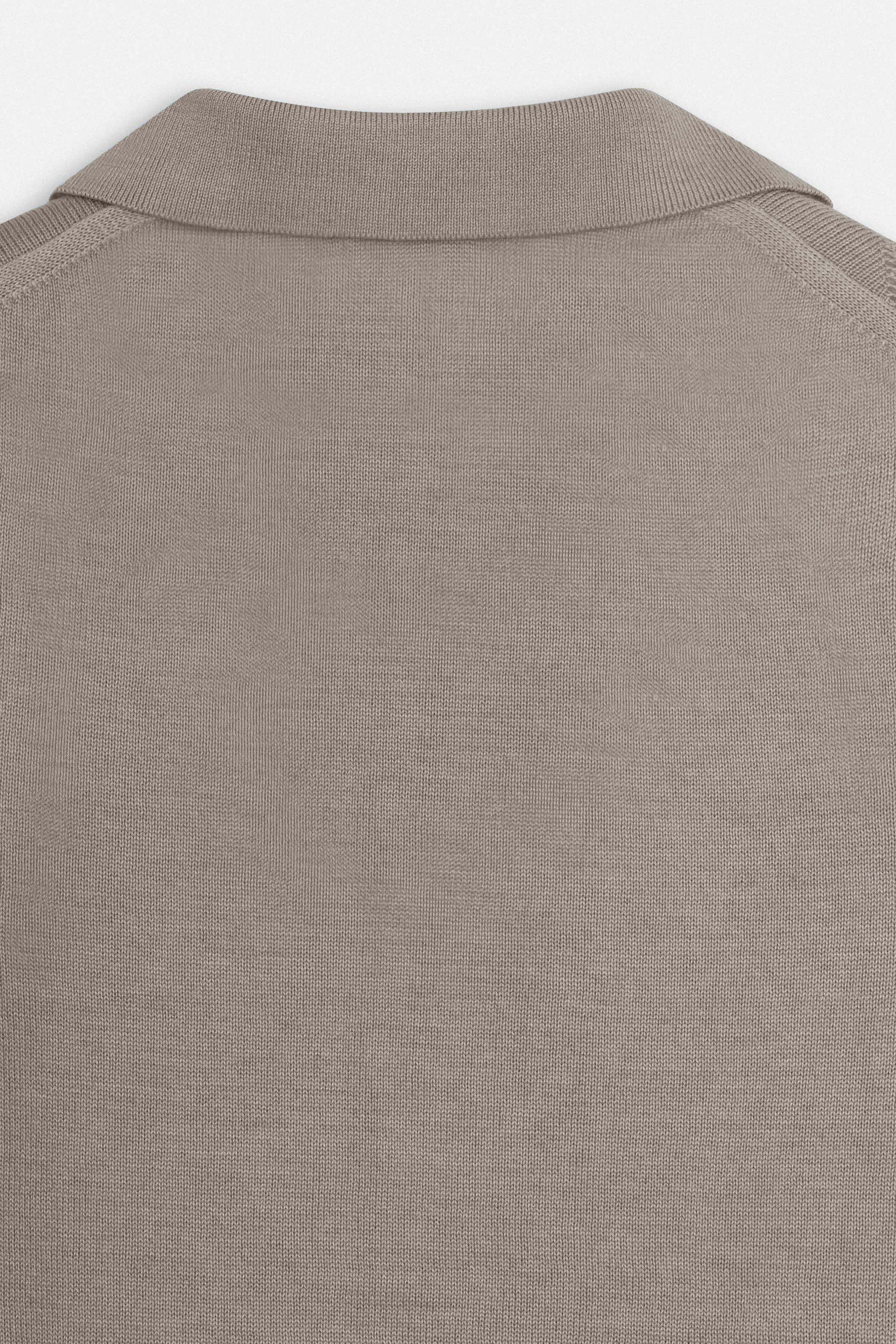 Knitted Gray V neck Polo