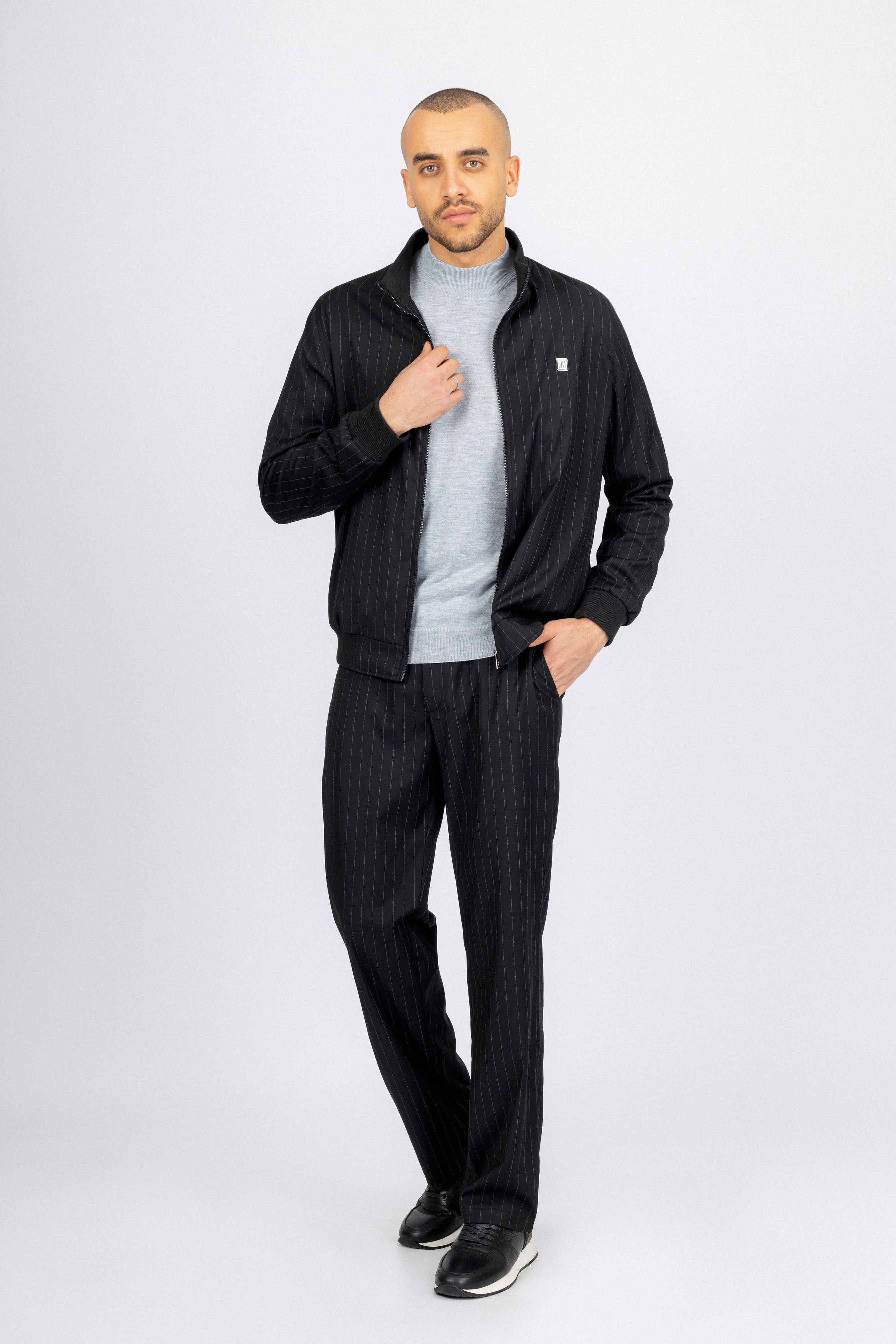 Black Striped Men's Casual Set