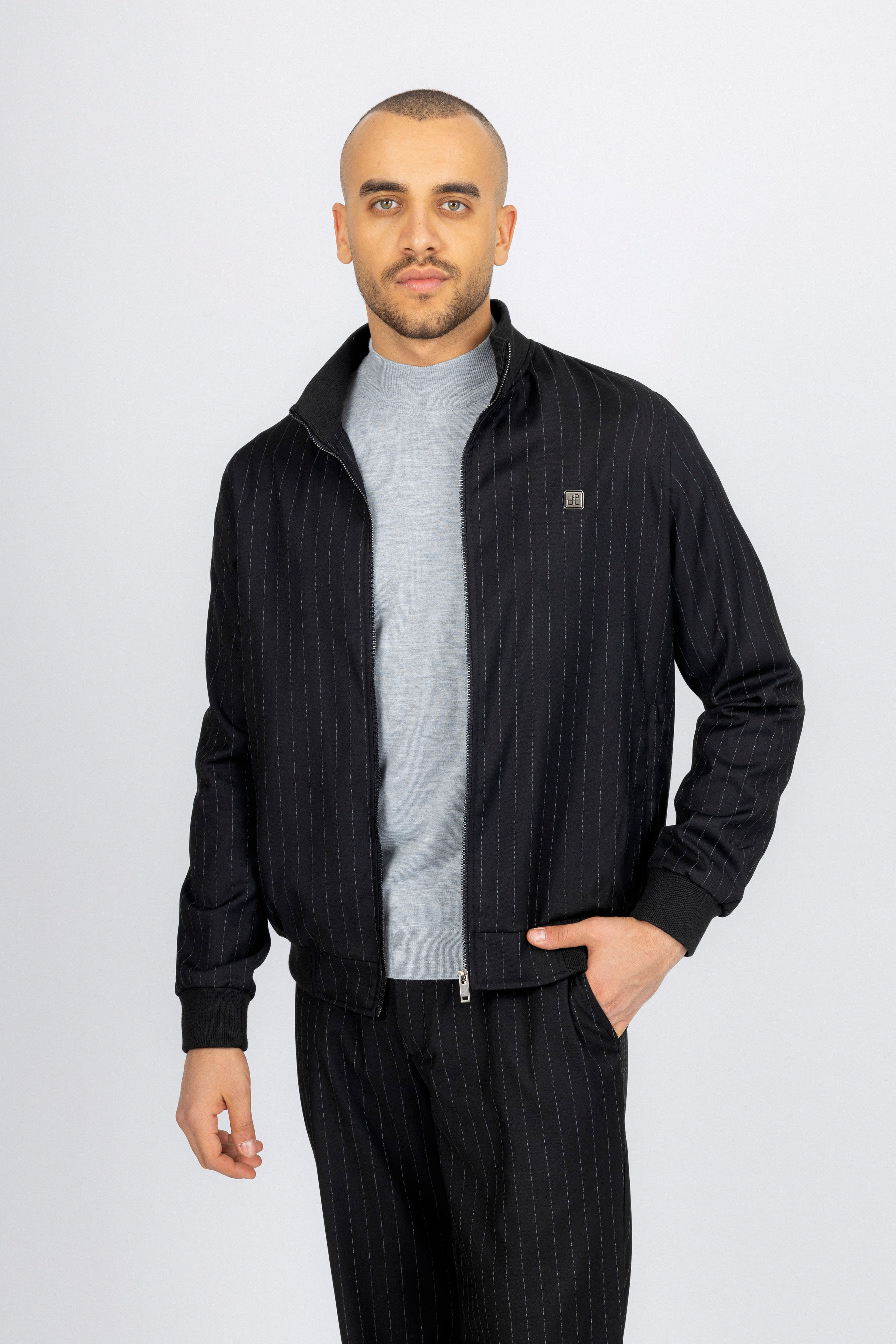 Black Striped Men's Casual Set